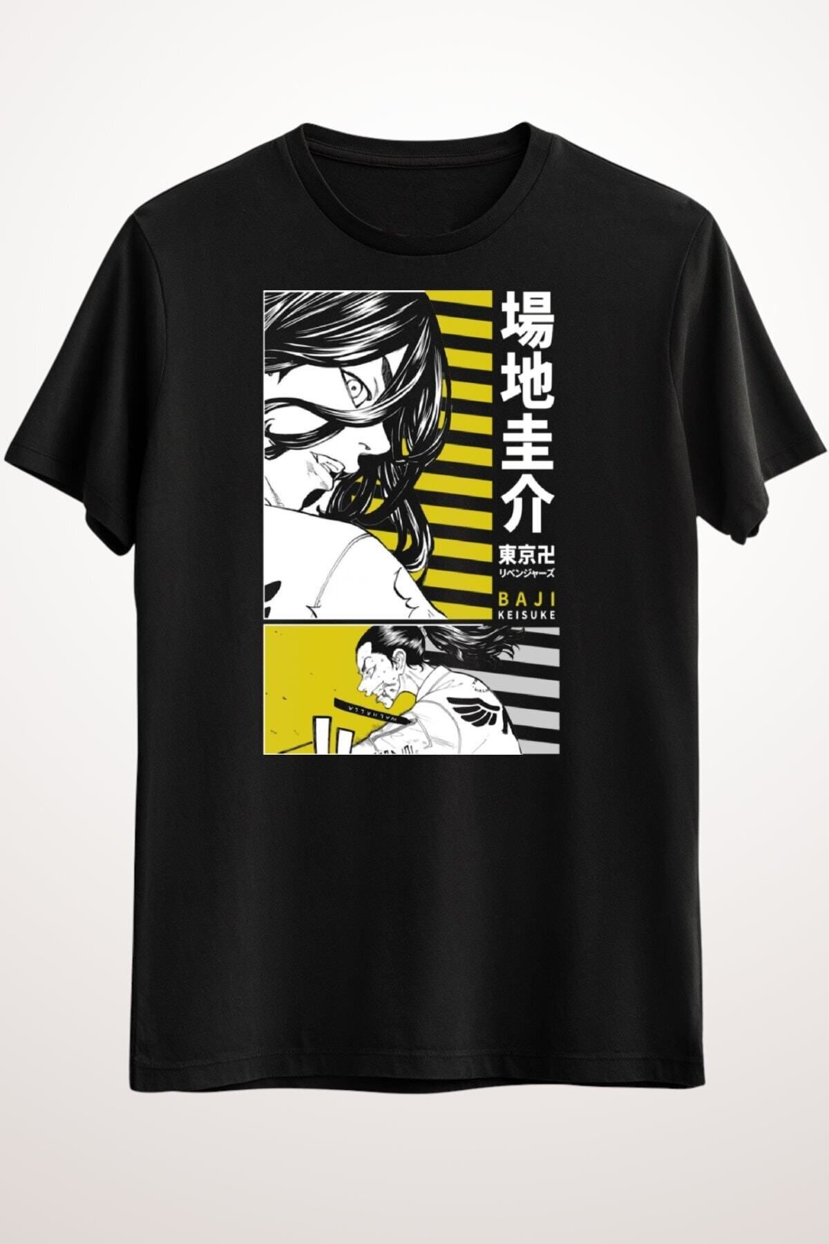 New Shine Unisex Siyah Tişört Tokyo Revengers Keisuke Baji Shirt Anime Tshirt Manji Gang