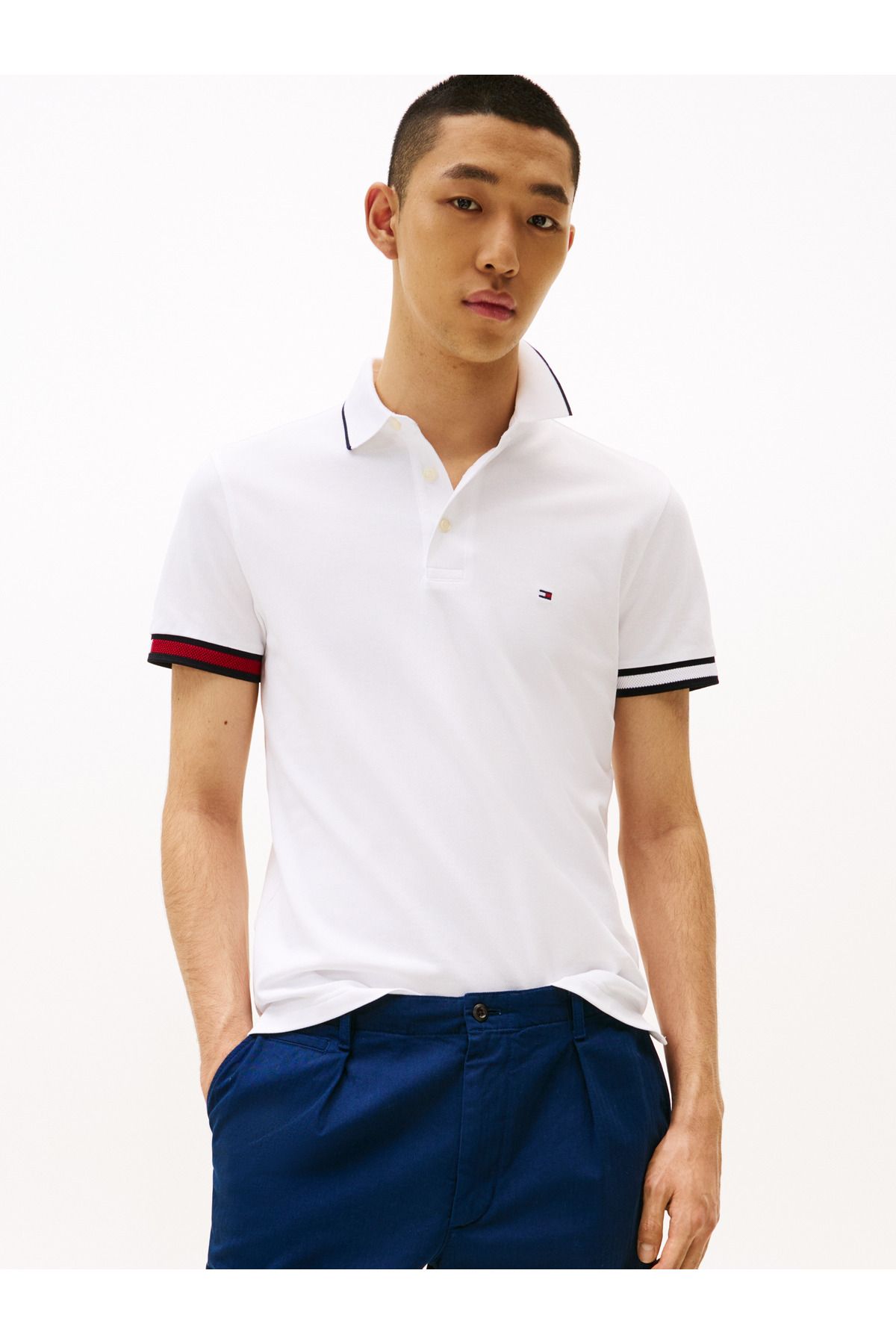 Tommy Hilfiger-Flag Cuff Slim Fit Polo Polo Neck T-Shirt 3