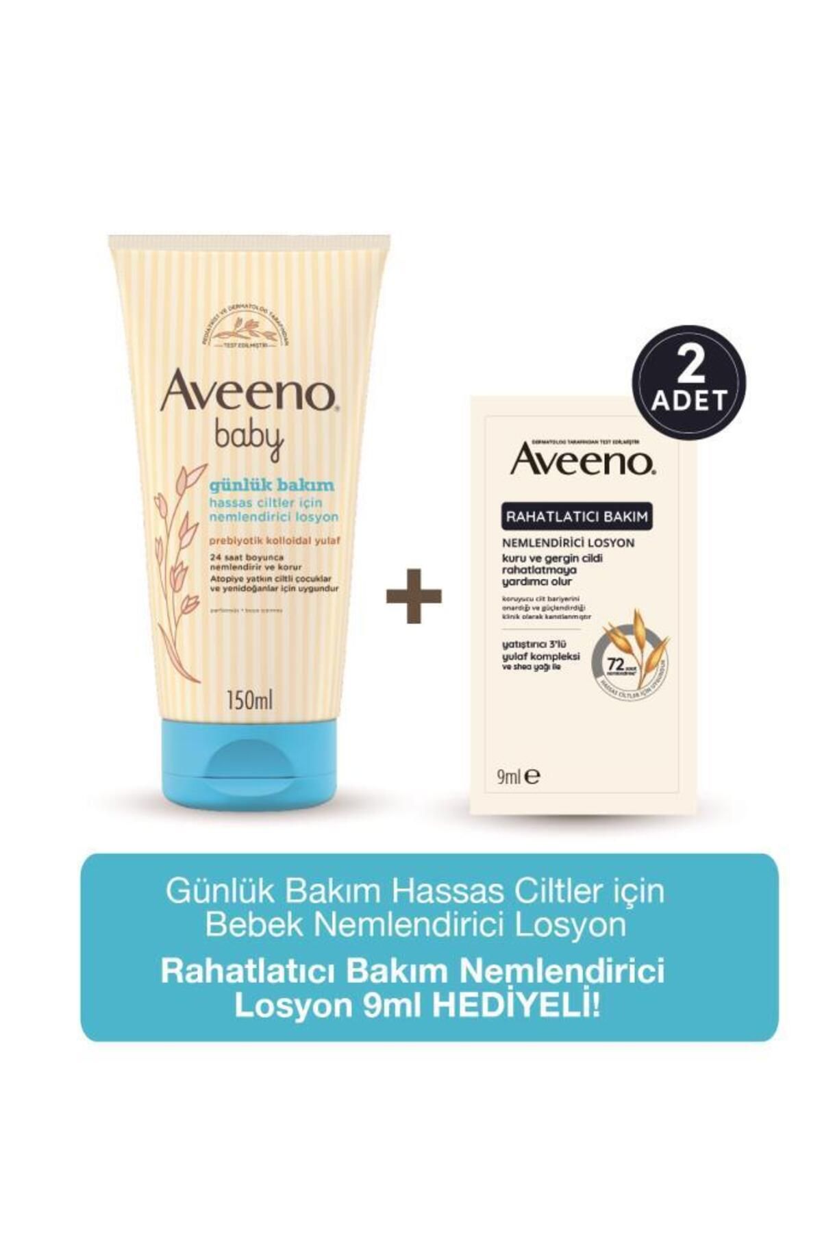 AVEENO Baby Günlük Bakım Hassas Ciltler için Nemlendirici Losyon+Deneme Boy Hediye