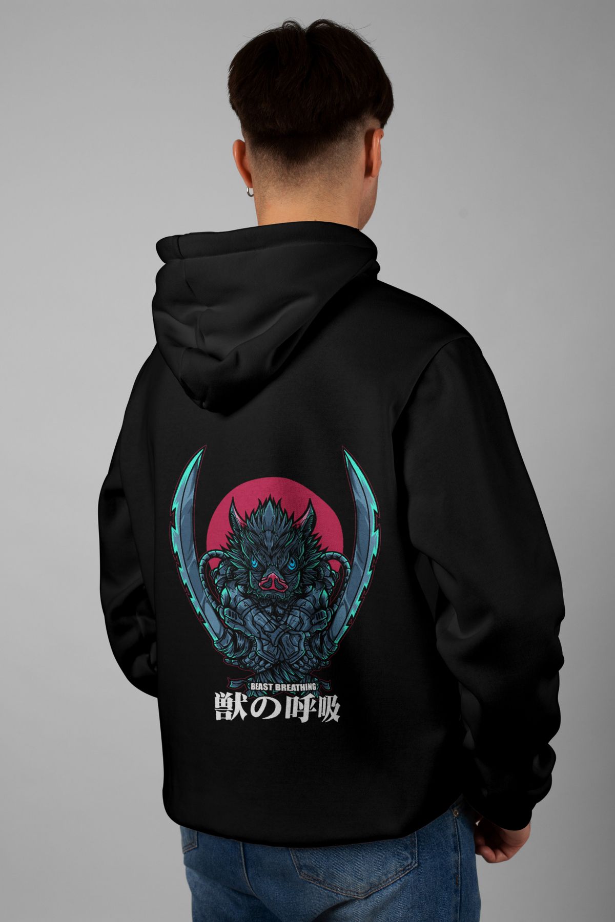 Zestia Unisex Hoodie, InosukeArt Sırt Baskılı, Regular,%100 Pamuk, Siyah Renk Kapşonlu No: 0171