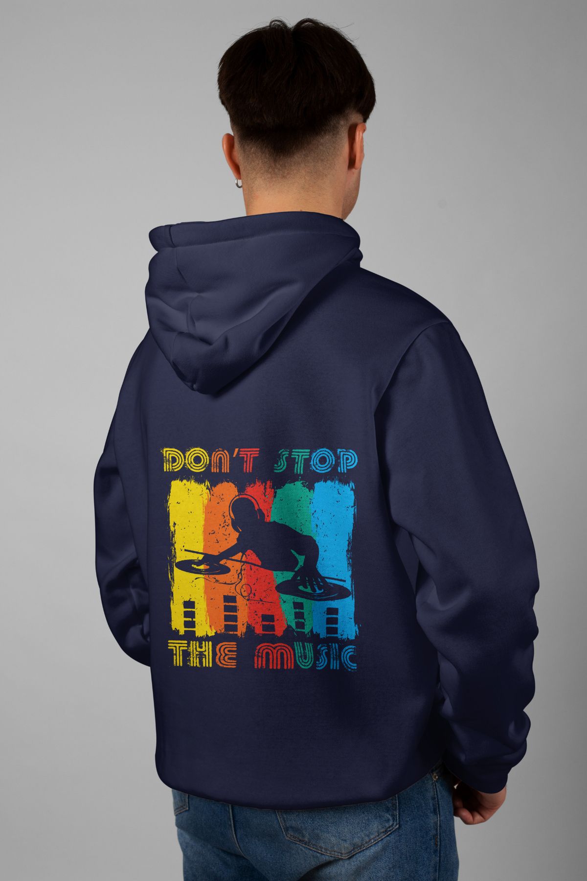 Zestia Unisex Hoodie, Don't Stop Music Sırt Baskılı, Regular,%100 Pamuk, Lacivert Renk Kapşonlu No: 0293