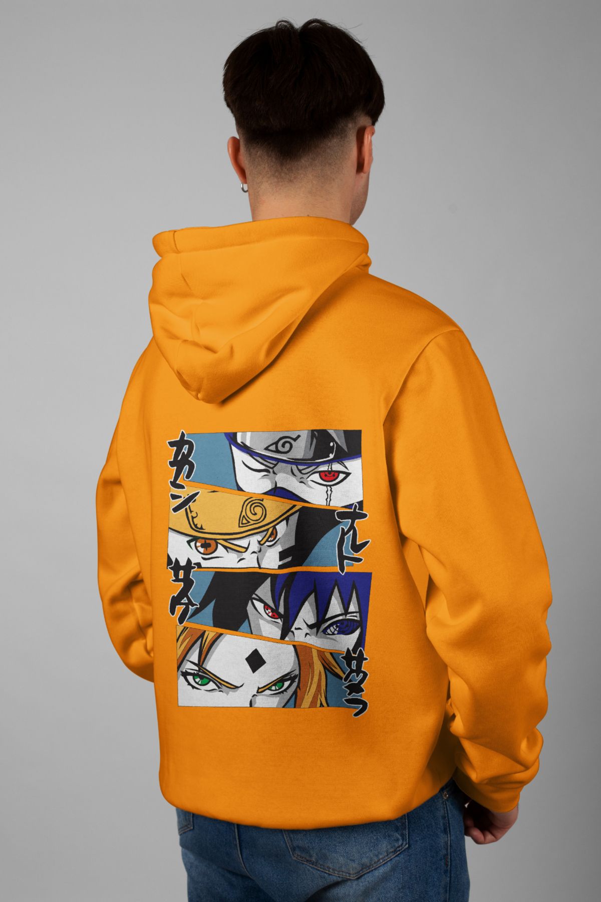 Zestia Unisex Hoodie, Naruto Sırt Baskılı, Regular,%100 Pamuk, Turuncu Renk Kapşonlu No: 0178