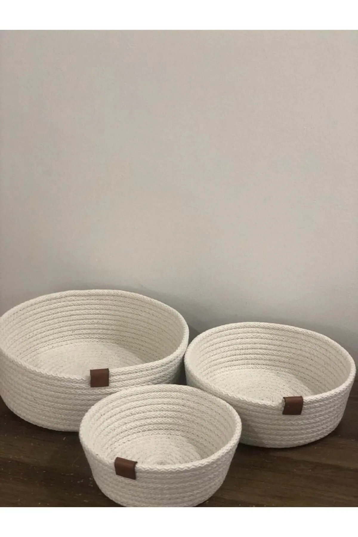 FİNGEV Кошница за плетене от 3 части от ютено въже - комплект декоративни и ракита, памучно въже, екрю