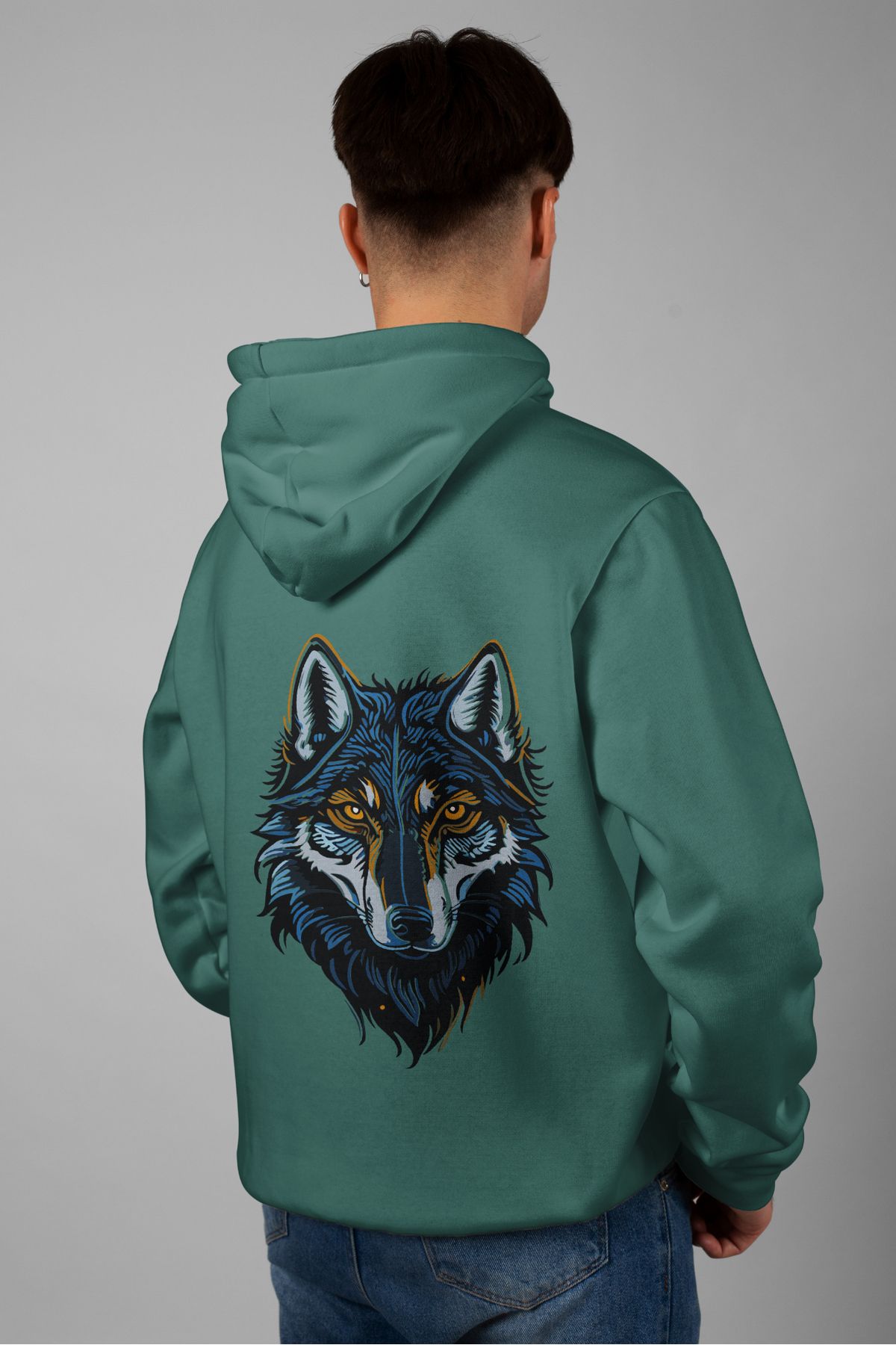 Zestia Unisex Hoodie, Kurt Sırt Baskılı, Regular,%100 Pamuk, Yeşil Renk Kapşonlu No: 0068