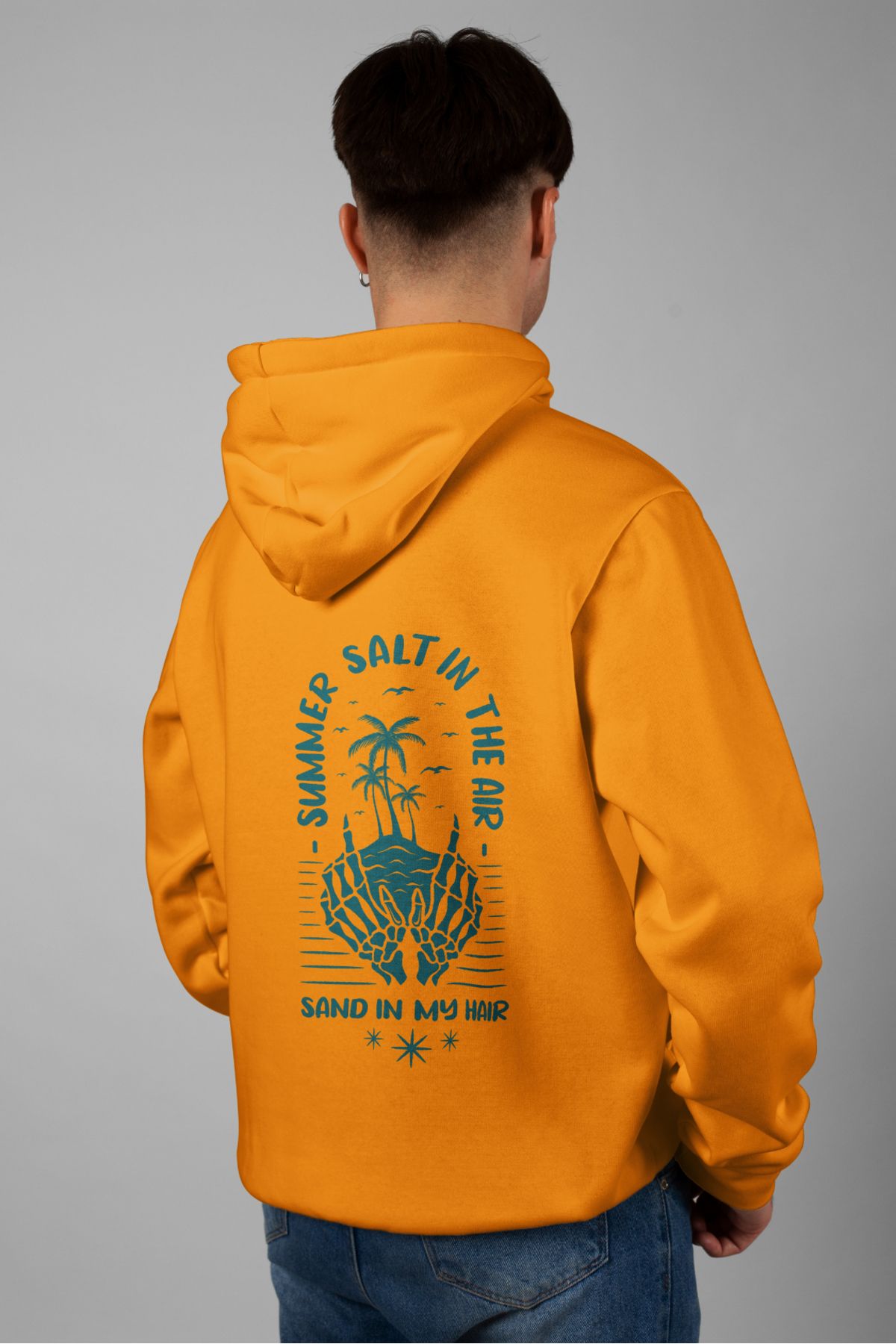 Zestia Unisex Hoodie, Summer Salt Sırt Baskılı, Regular,%100 Pamuk, Turuncu Renk Kapşonlu No: 0285