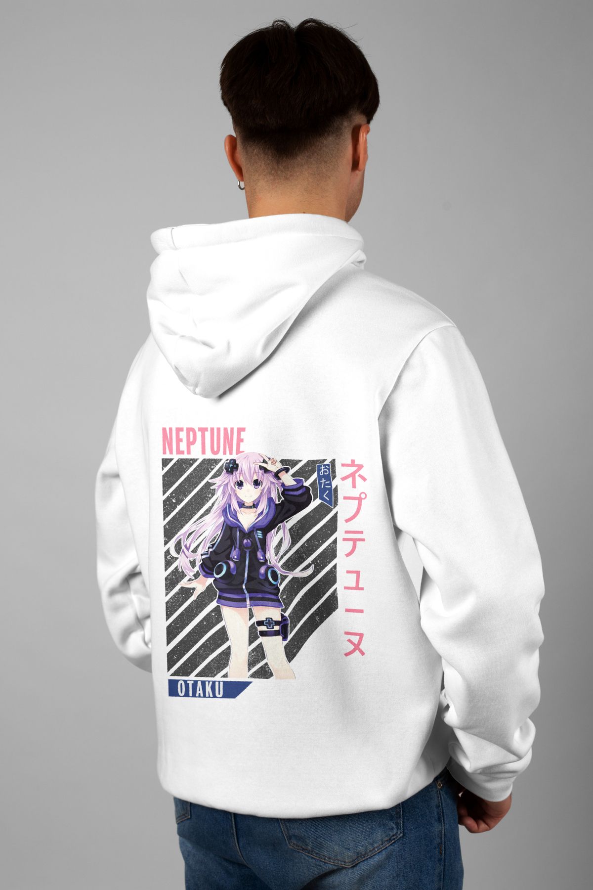 Zestia Unisex Hoodie, Neptune Sırt Baskılı, Regular,%100 Pamuk, Beyaz Renk Kapşonlu No: 0176