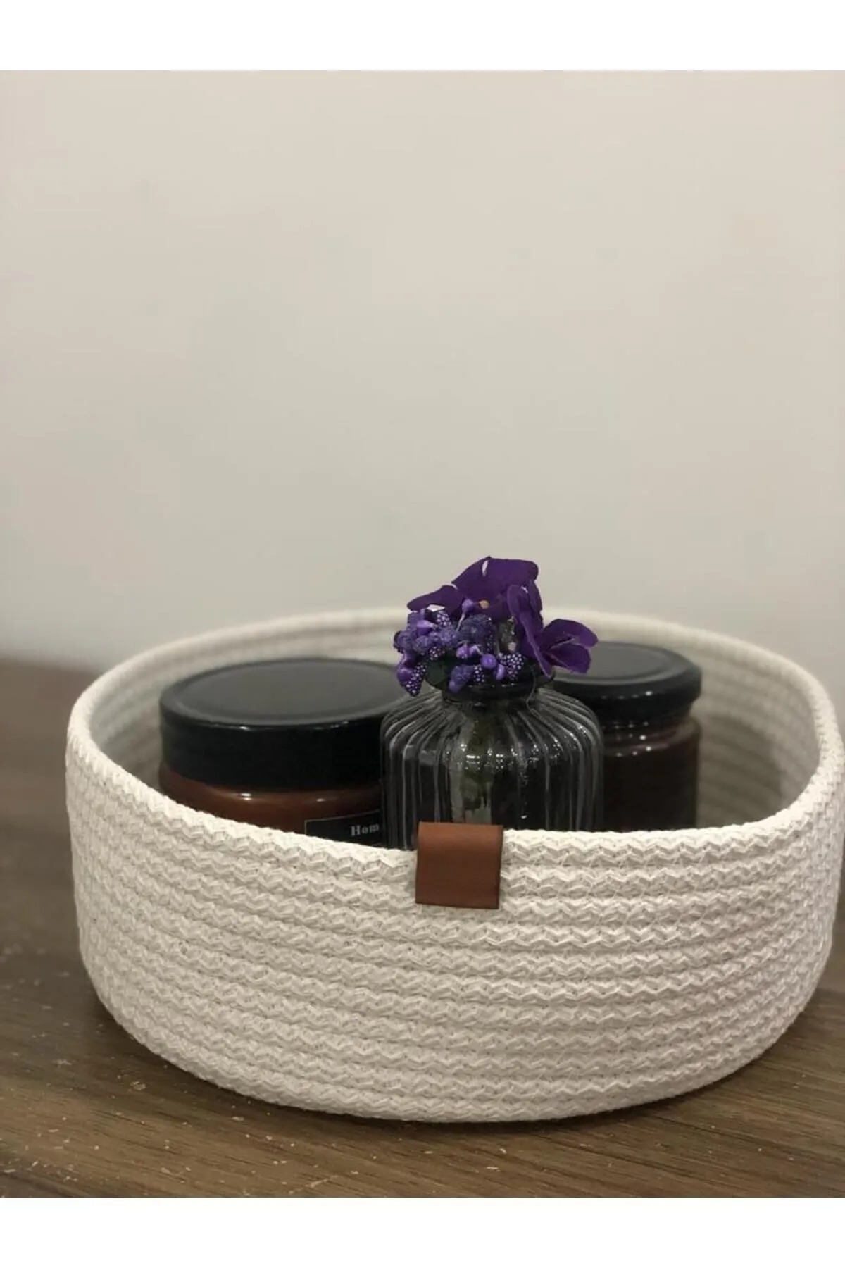 FİNGEV Кошница за плетене от 3 части от ютено въже - комплект декоративни и ракита, памучно въже, екрю