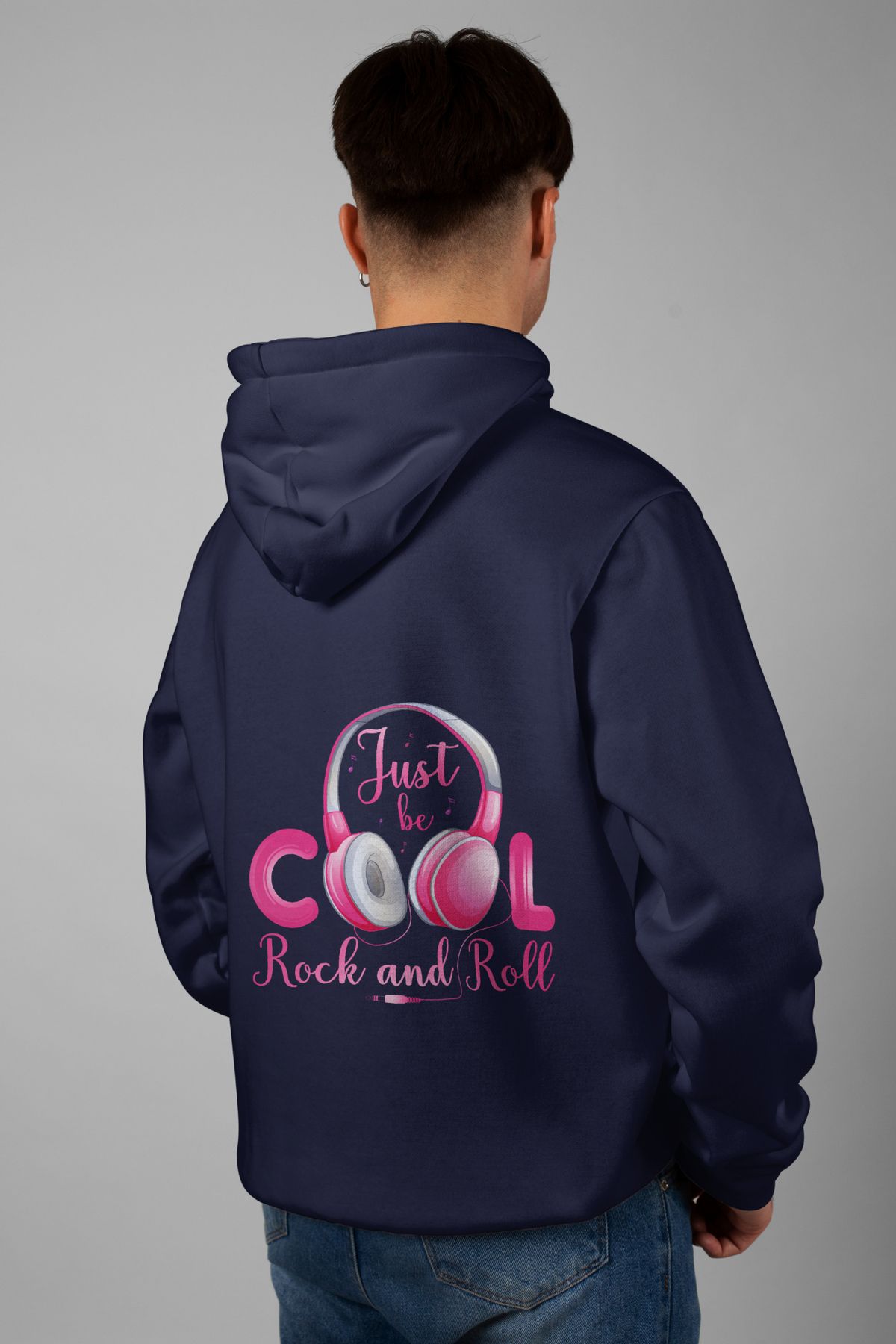 Zestia Unisex Hoodie, Just Be Cool Sırt Baskılı, Regular,%100 Pamuk, Lacivert Renk Kapşonlu No: 0290