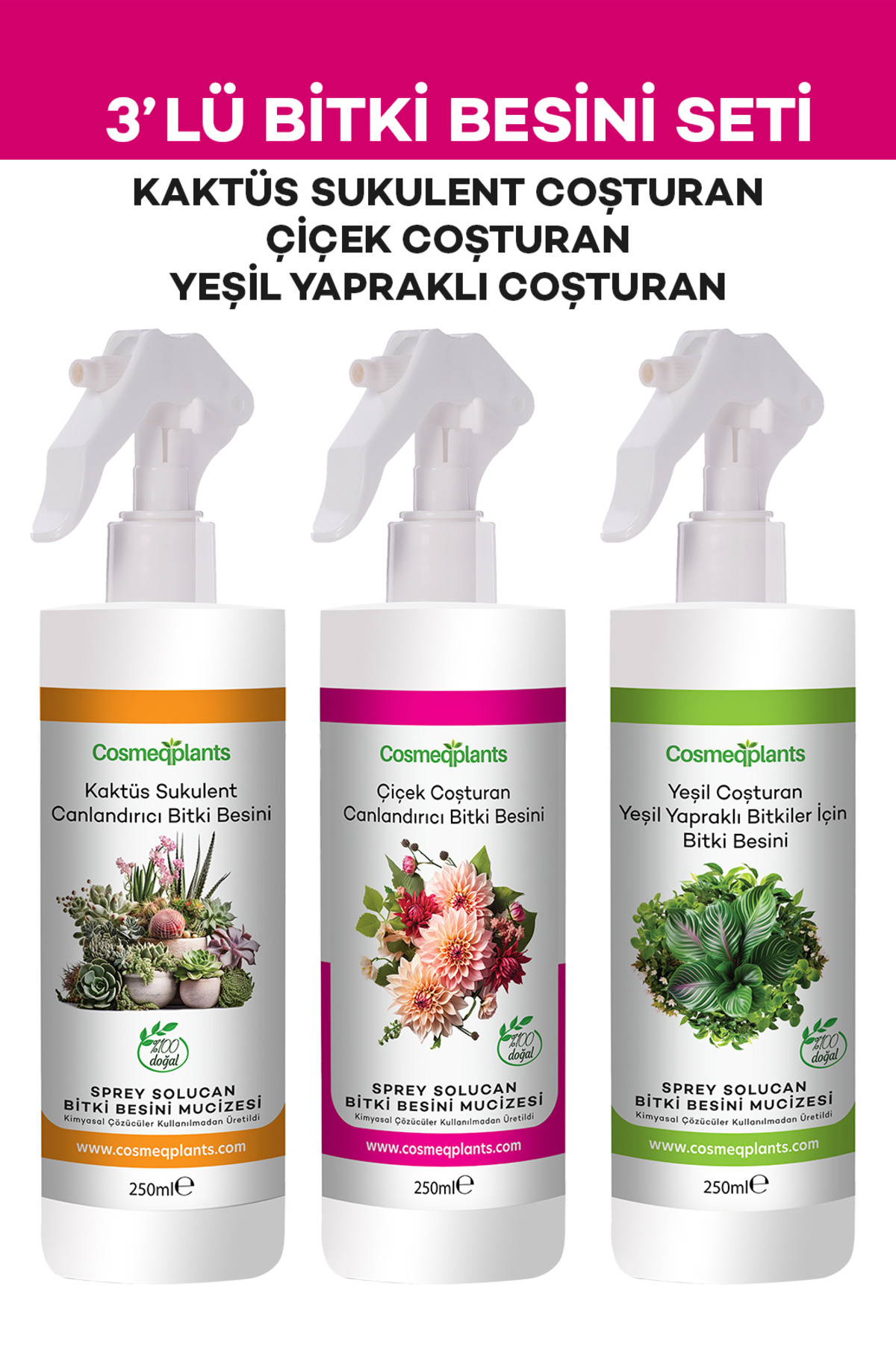 cosmeqplants 3'lü Canlandırıcı Bitki Besini Seti