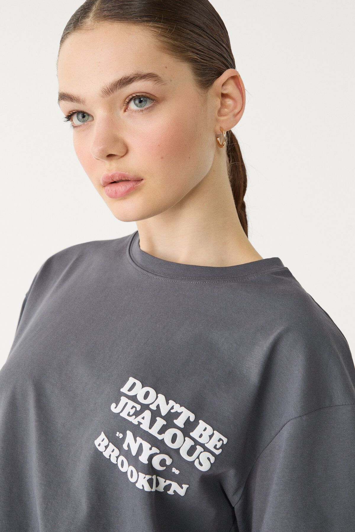 Stradivarius-Oversize heavy cotton printed T-shirt 4