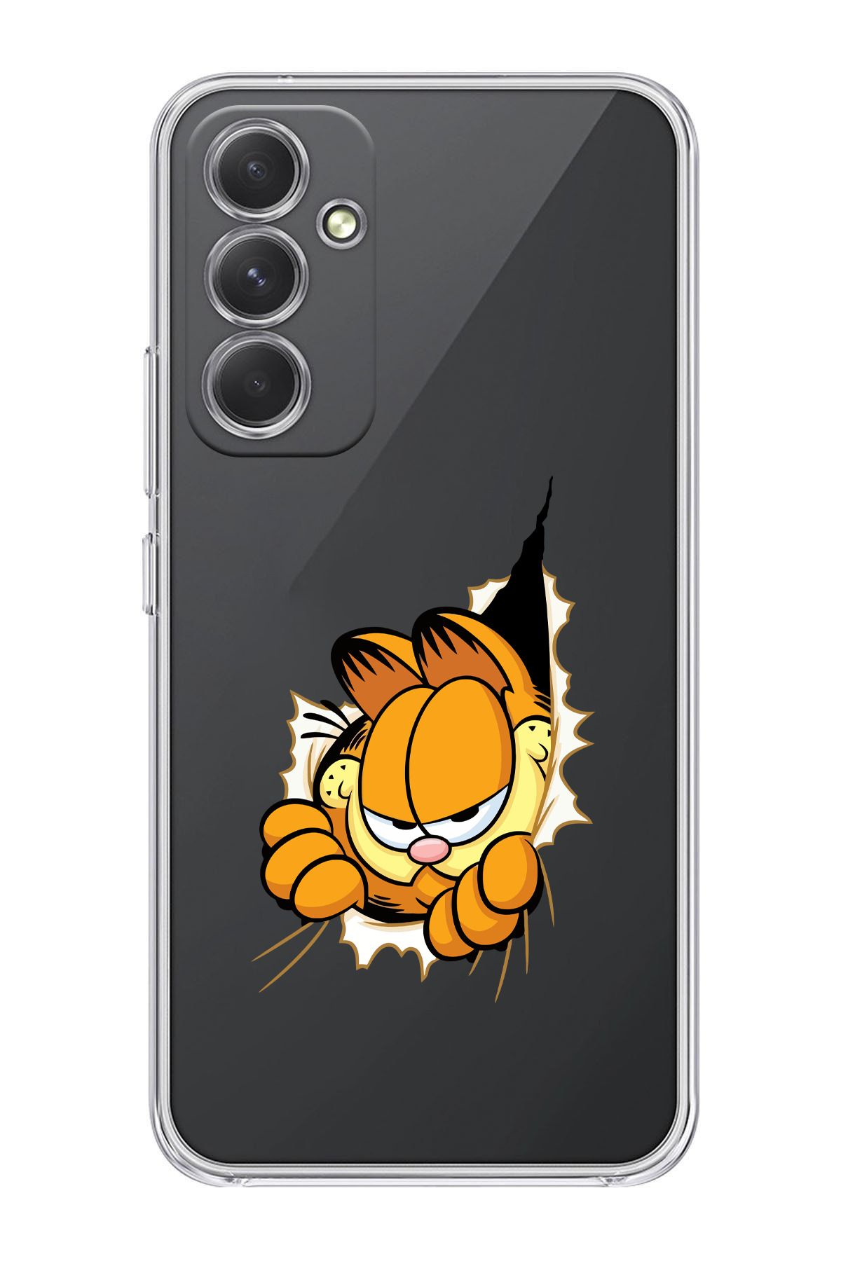 moonset Samsung Galaxy A34 Uyumlu Garfield Tasarımlı Baskılı Şeffaf Telefon Kılıfı