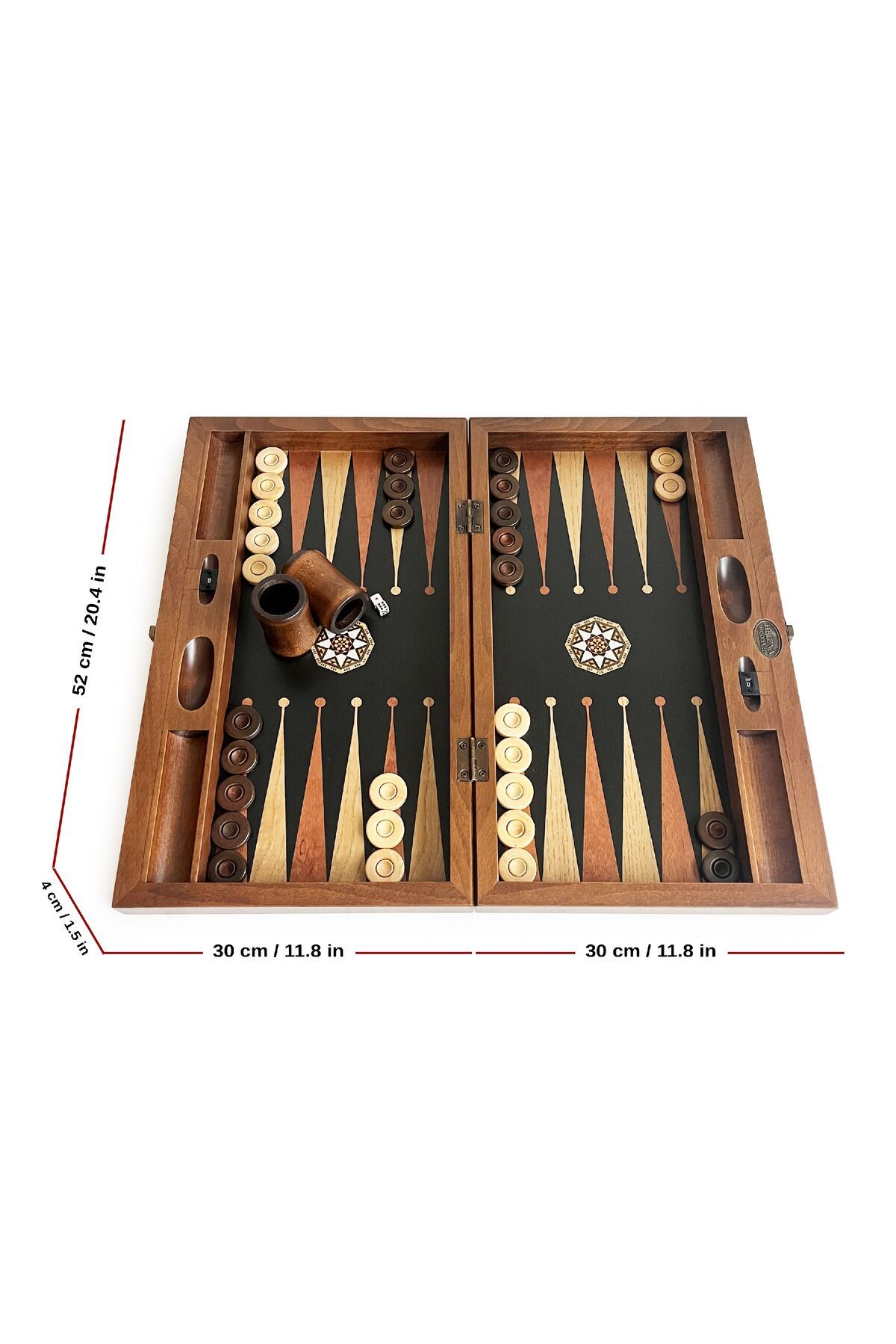 Helena Wood Art-Black Solid Wood - Pure Ash Backgammon with Numerator 4