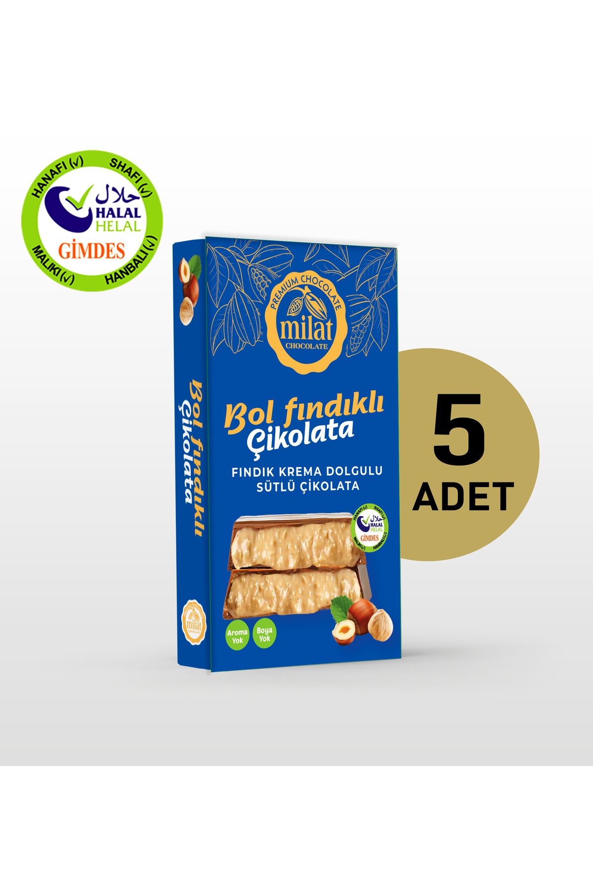 Milat Fındık Dolgulu Çikolata 60 Gr. (5 ADET)