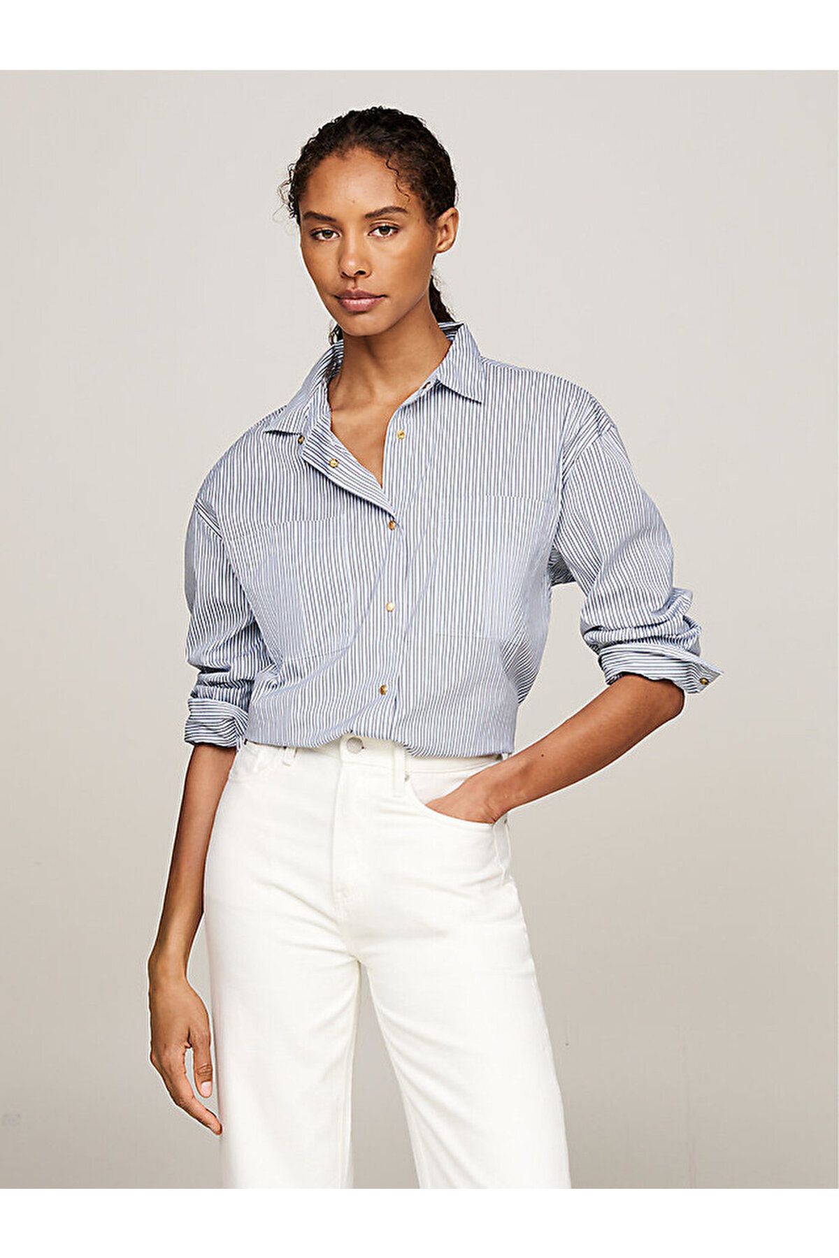 Tommy Hilfiger Stripe Oversized Patch Pocket Shirt