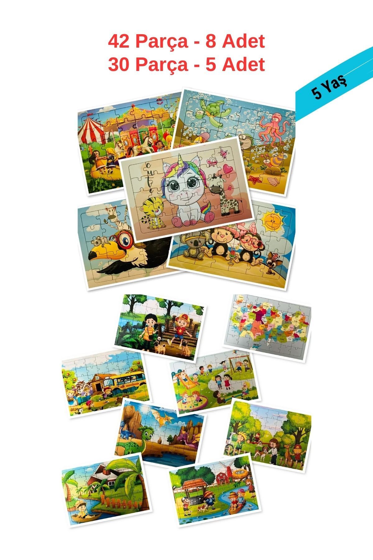 Yıldız Kardeşler 8 Adet 42 Parça Puzzle + 5 Adet 30 Parça Puzzle, 13 Adet Puzzle Set, Resimdekiler Gönderilecektir