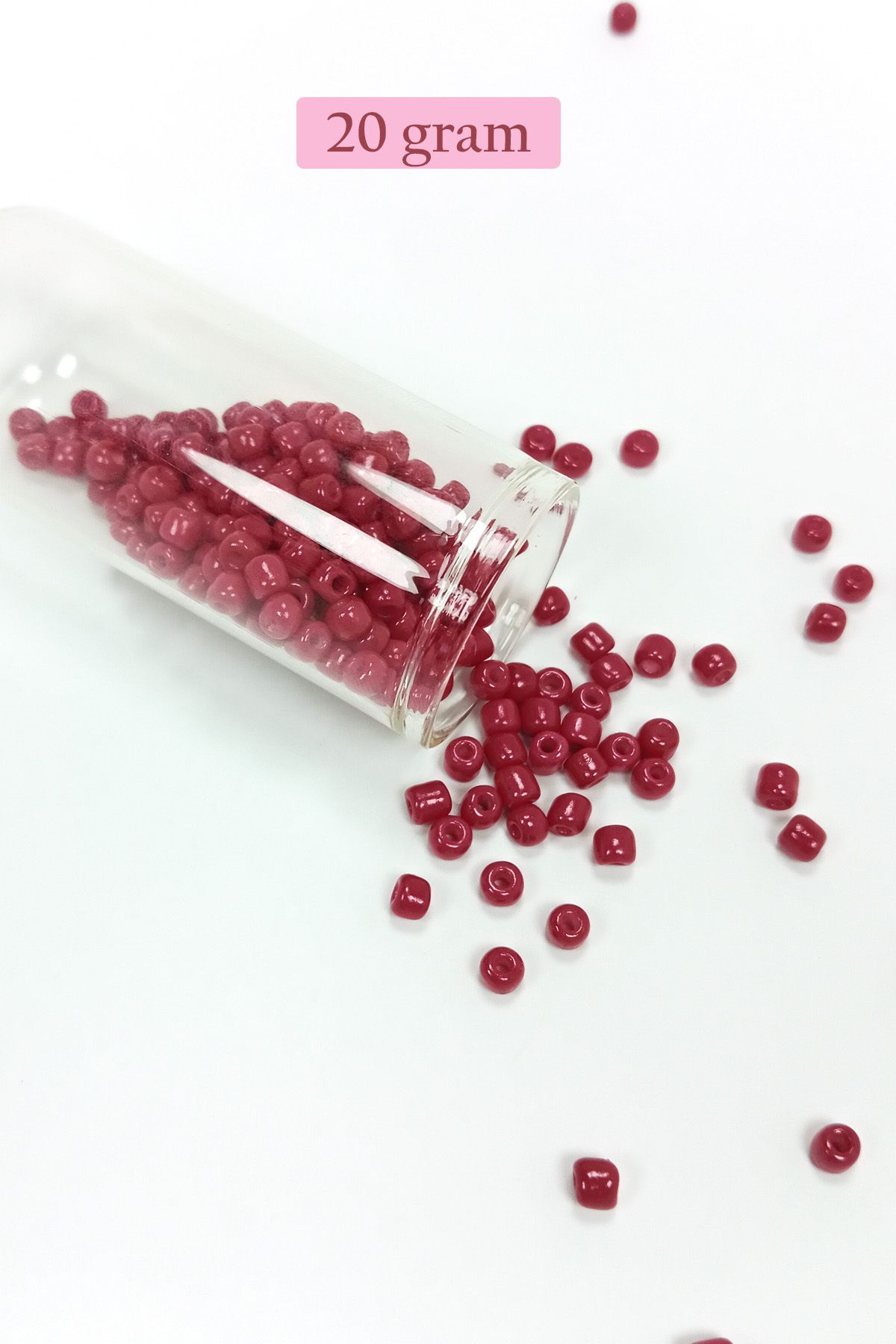 Angoravi Dökme Cam Kum Boncuk Büyük Boy (6/0) 4 mm - 20 Gram - Bordo - BNC097