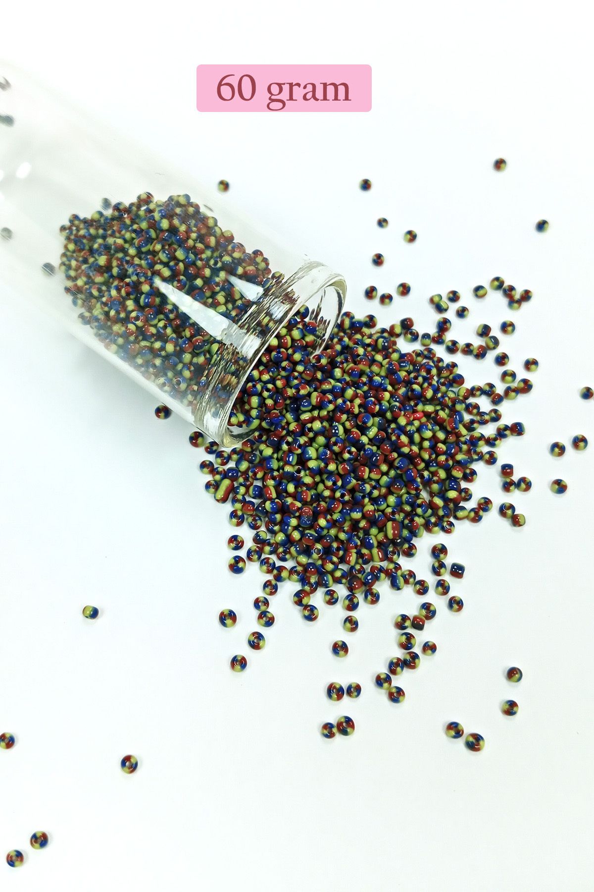 Mu Art Dökme Cam Kum Boncuk (11/0) 2 Mm - 60 Gram - Üç Renkli - Bnc067