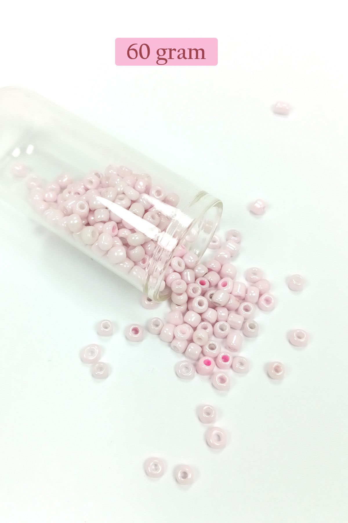 Mu Art Dökme Cam Kum Boncuk Büyük Boy (6/0) 4 Mm - 60 Gram - Toz Pembe - Bnc113
