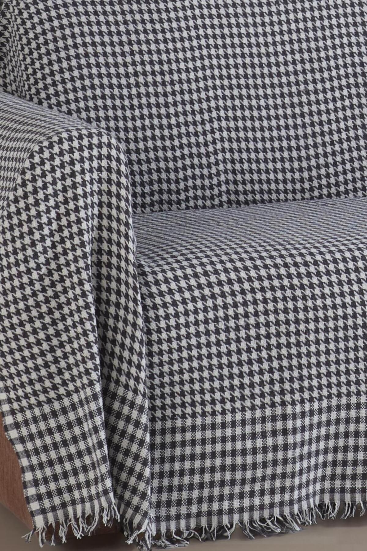 LADYNİL-Anthracite Houndstooth 180x300 Seat Cover - Covering Arms 2