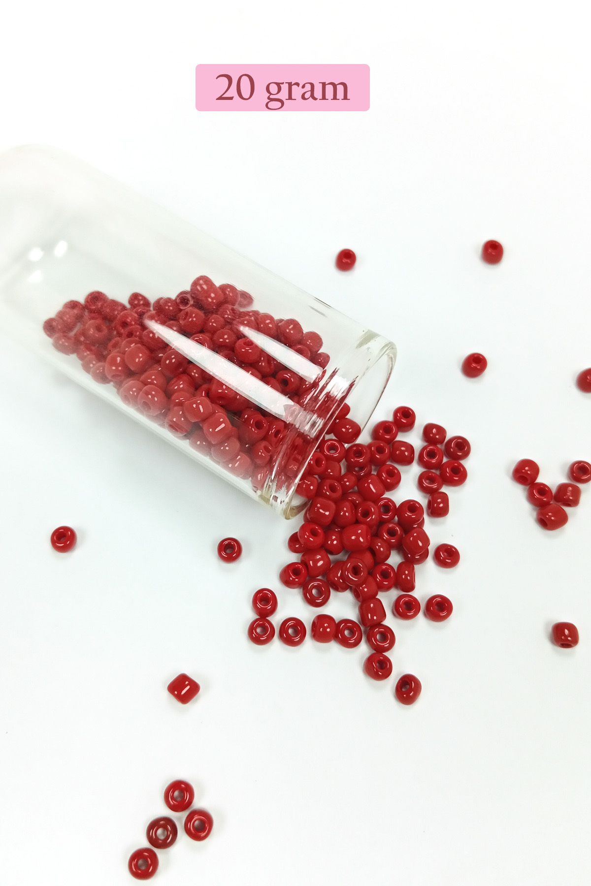 Kapamarka Dökme Cam Kum Boncuk Büyük Boy (6/0) 4 mm - 20 Gram - Koyu Kırmızı - BNC074