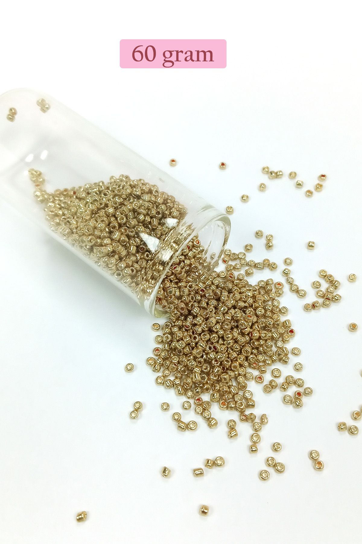 Mu Art Dökme Cam Kum Boncuk (11/0) 2 Mm - 60 Gram - Altın - Bnc059