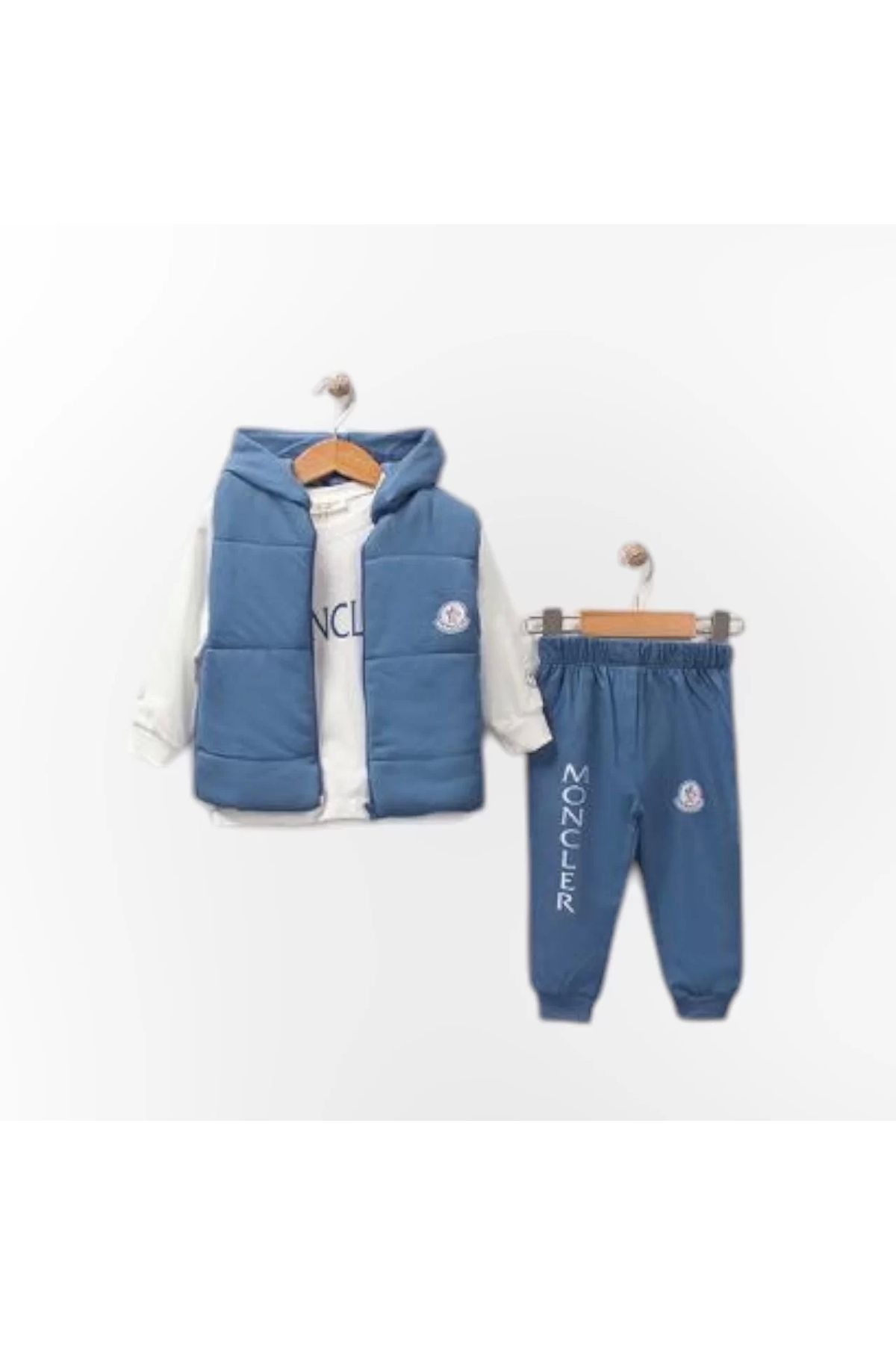 Woops Baby Marka Moller Desen Yelekli Üçlü Takım Unisex 6-36 Ay