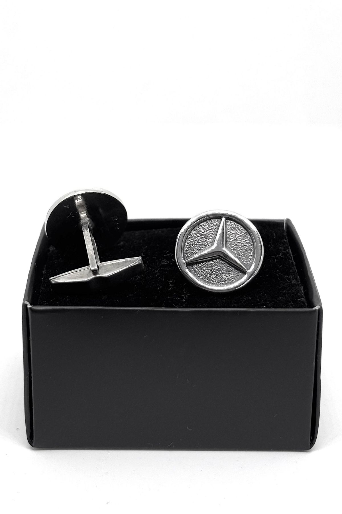 oya silver Yuvarlak Mercedes Amblemli Gümüş Kol Düğmesi