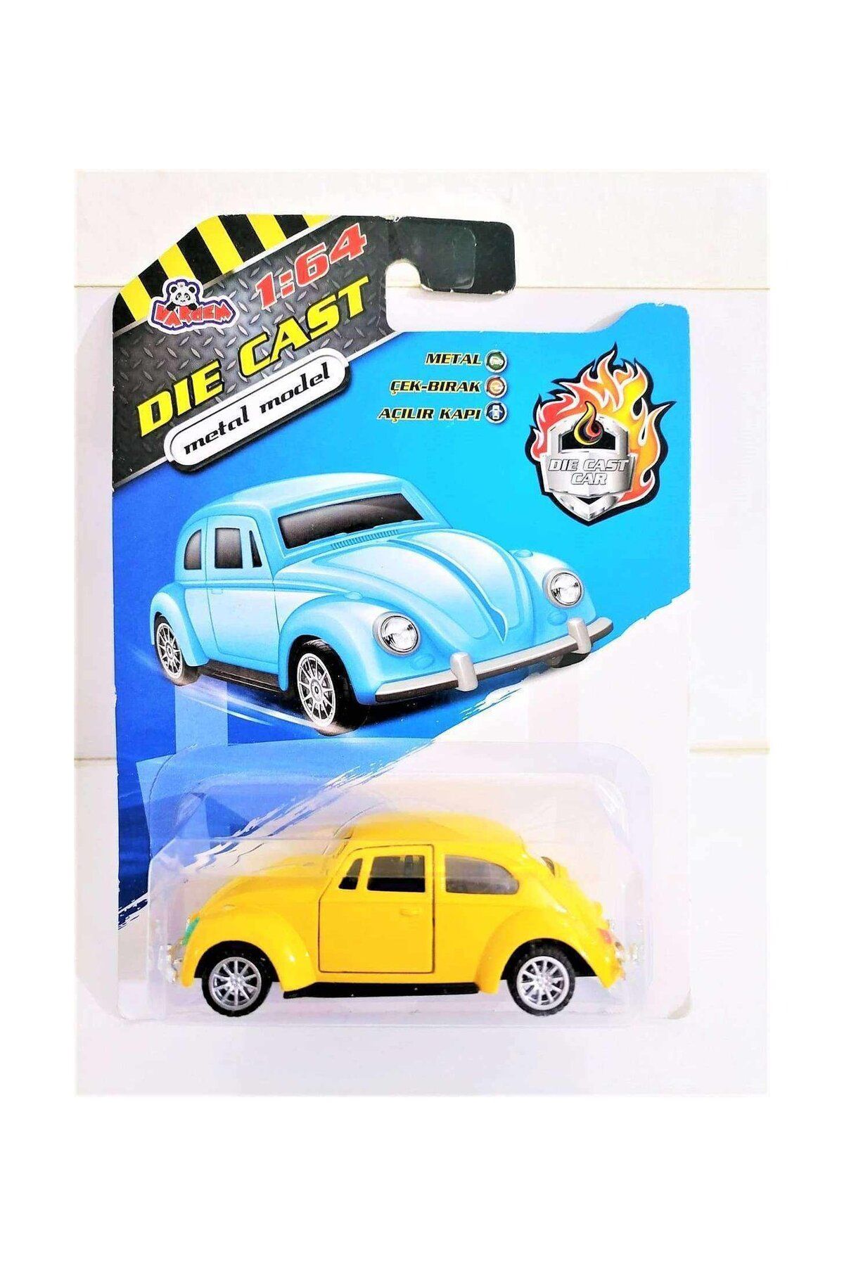 Freecook Vosvos Beetle Çek Bırak Metal Sarı nostaljik kapıları açılır