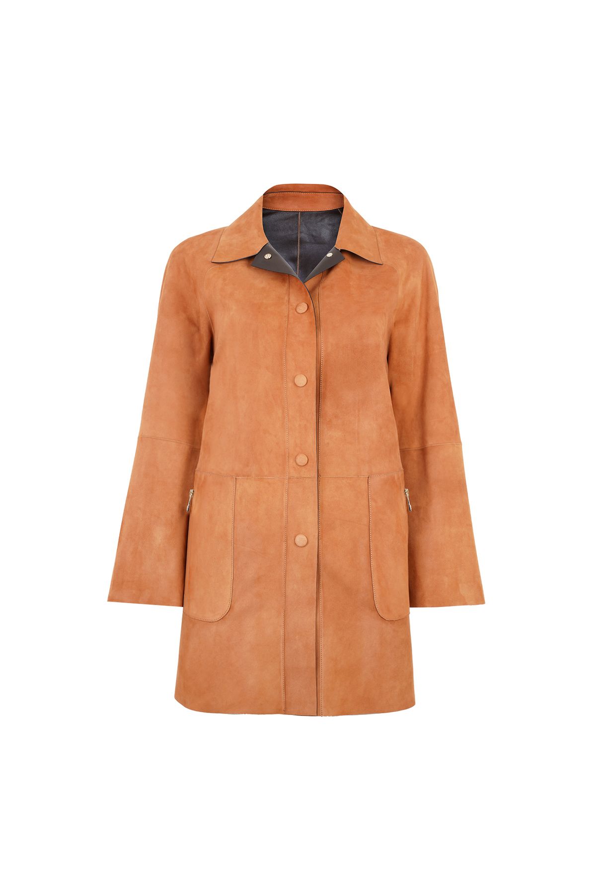 Desa-Bena Cognac Women's Double-Sided Suede Leather Top Coat 6