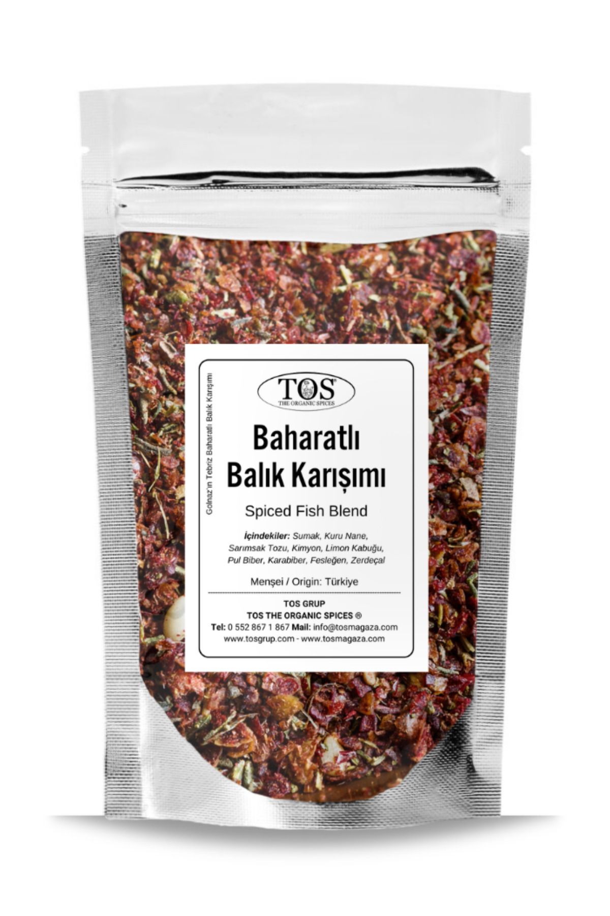 TOS The Organic Spices Golnaz'ın Tebriz Baharatlı Balık Karışımı 100 gr Golnaz's Tabriz Spiced Fish Blend