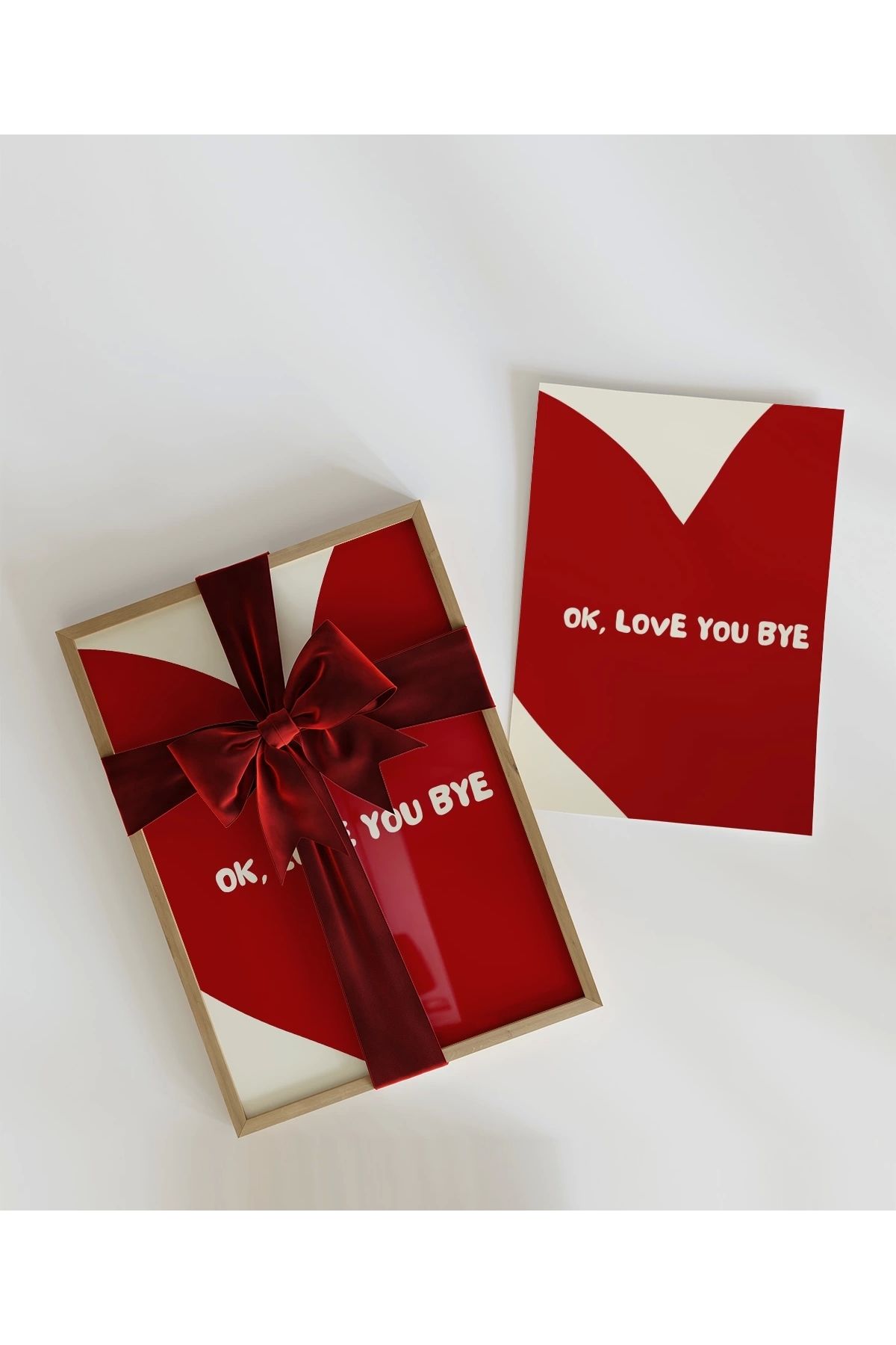 VOGLOO Çerçevesiz Poster OK Love You Bye Kalp Temalı Tipografik
