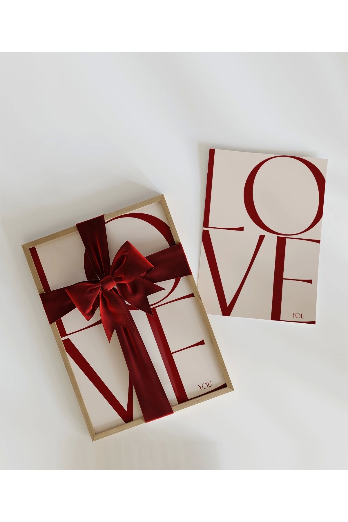 VOGLOO Çerçevesiz Poster LOVE You Minimal ve Şık Tipografik