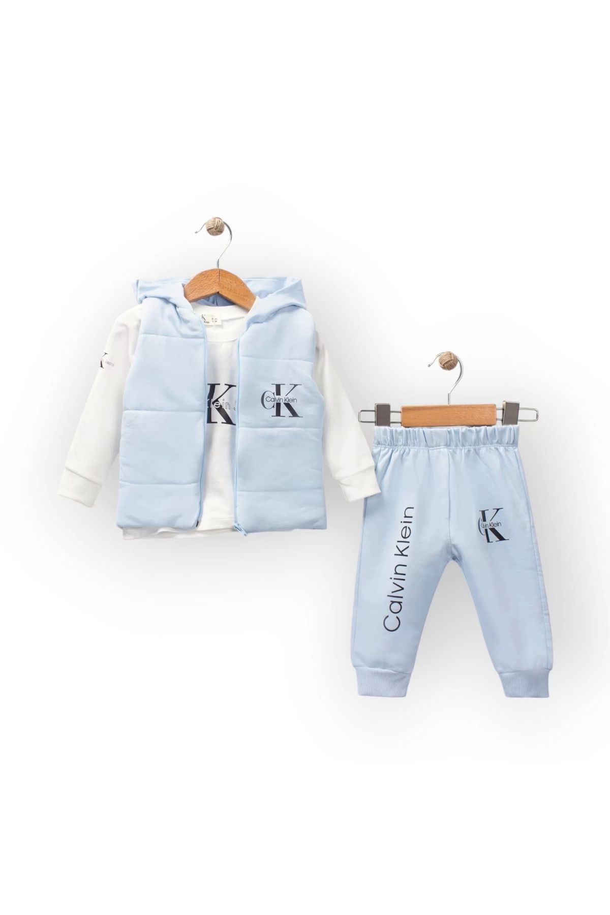 Woops Baby Marka Kelvin Desen Yelekli Üçlü Takım Unisex 6-36 Ay