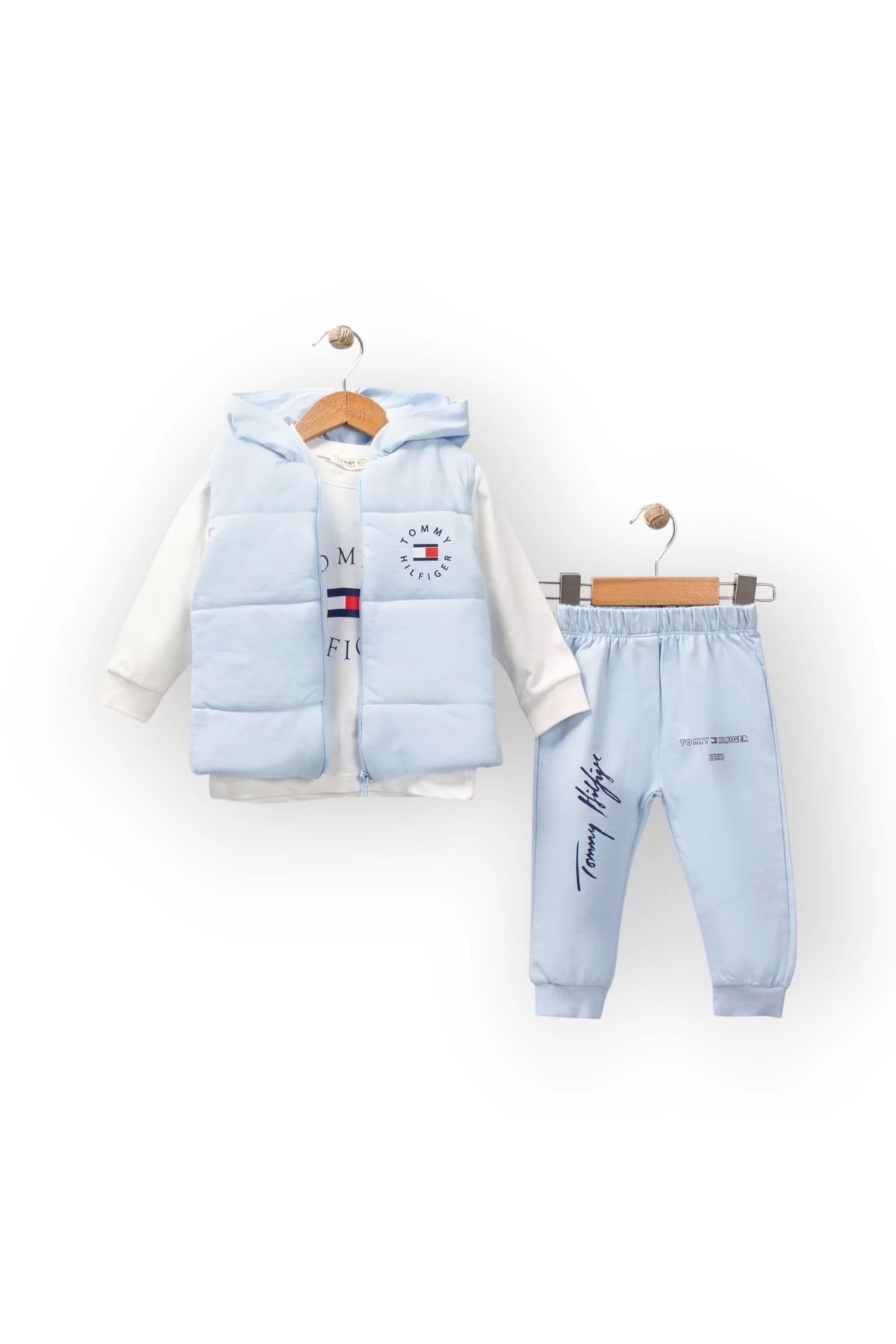 Woops Baby Marka Tomm Desen Yelekli Üçlü Takım Unisex 6-36 Ay