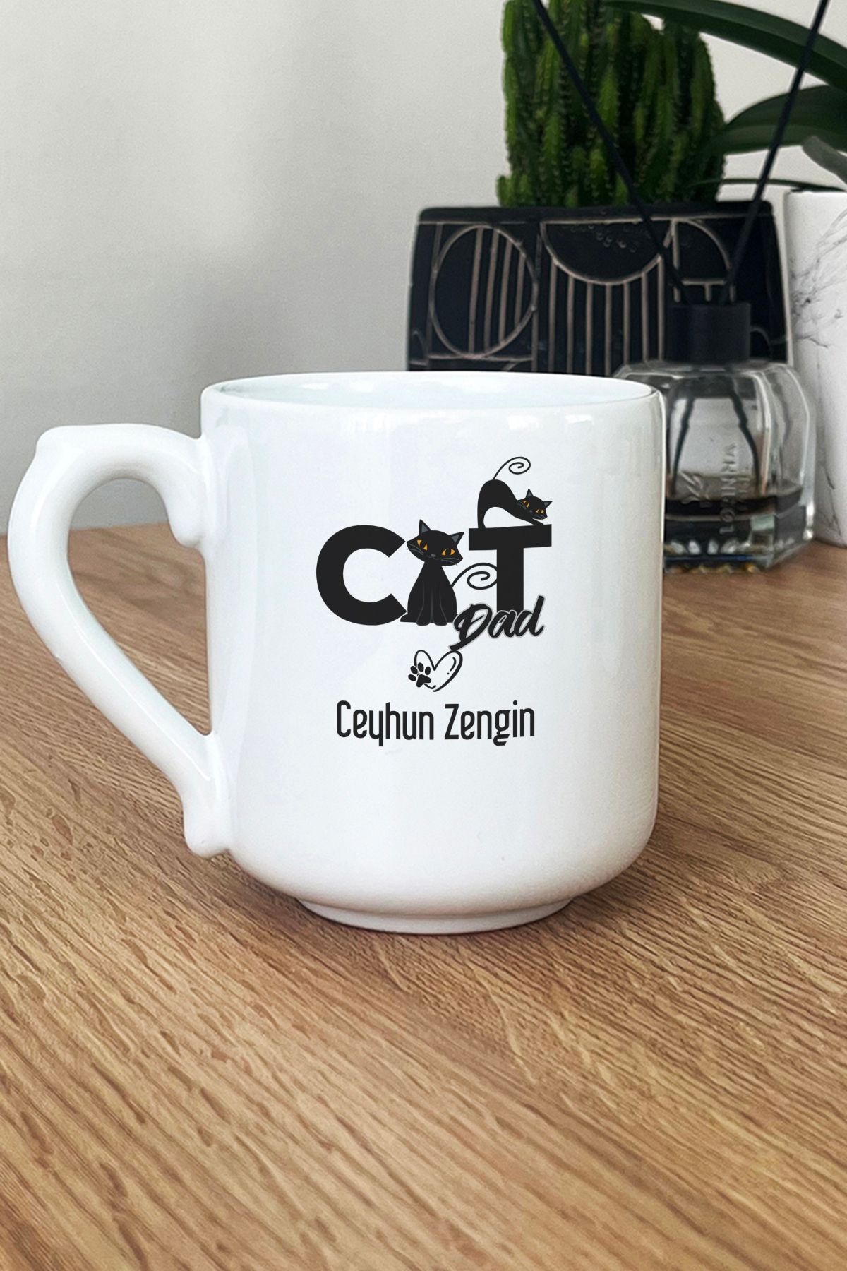 Hedizu Kişiye Özel Cat Dad Kupa Oval Kedi Babası -3- Z9W O1U