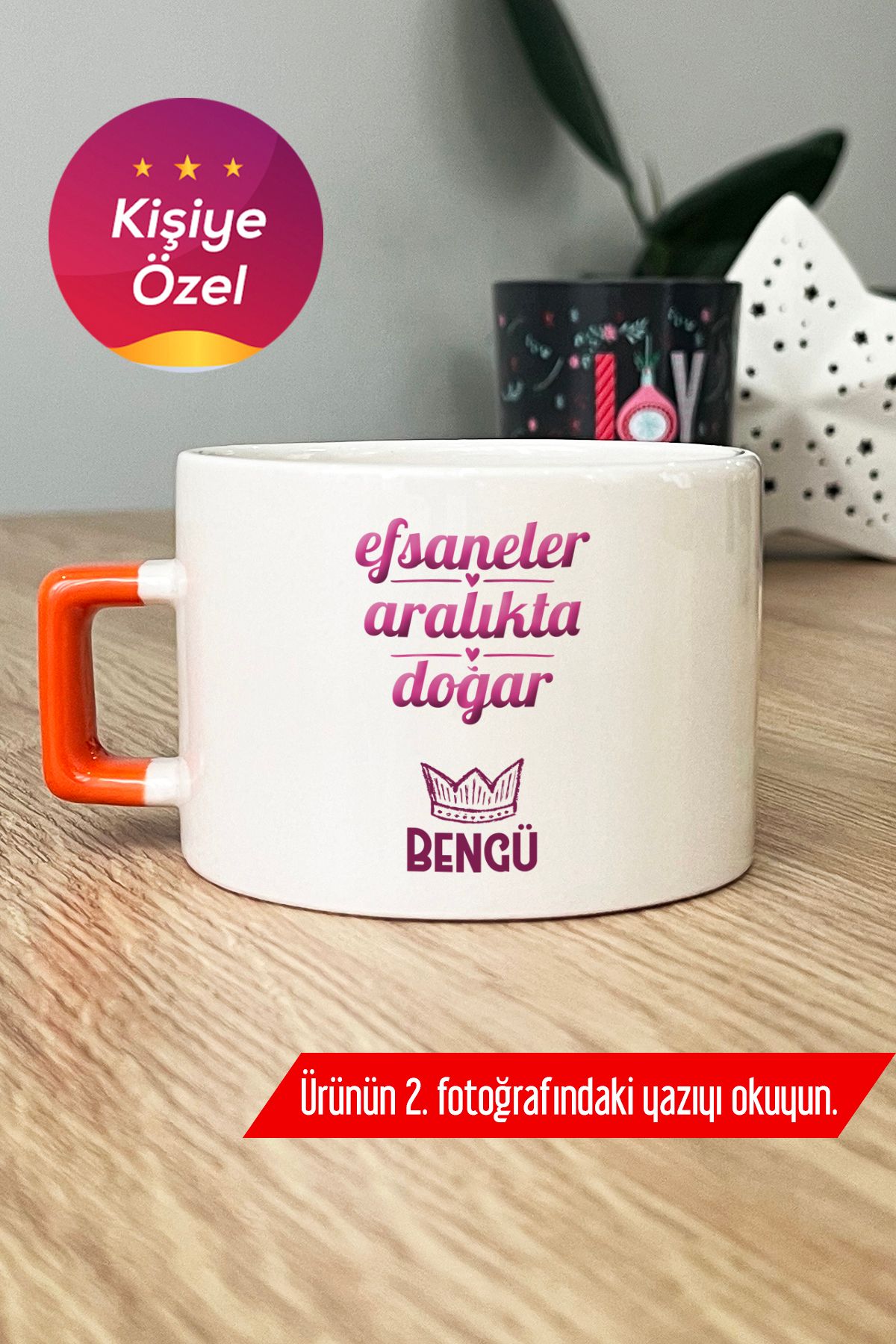 Hedizu Kişiye Özel Yay Oğlak Burcu Lüks Fincan Turuncu Doğum Günü Hediyesi N8R O7W