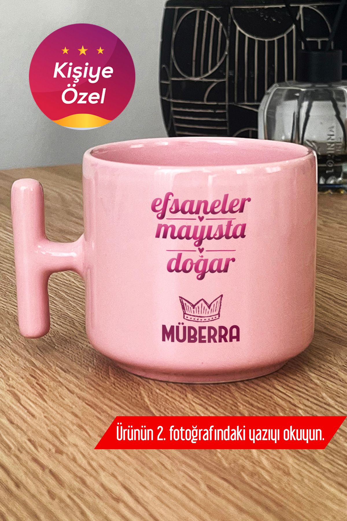 Hedizu Kişiye Özel Boğa İkizler Burcu Pastel T Kulplu Kupa Bardak Pembe Doğum Günü Hediyesi T4M P7W