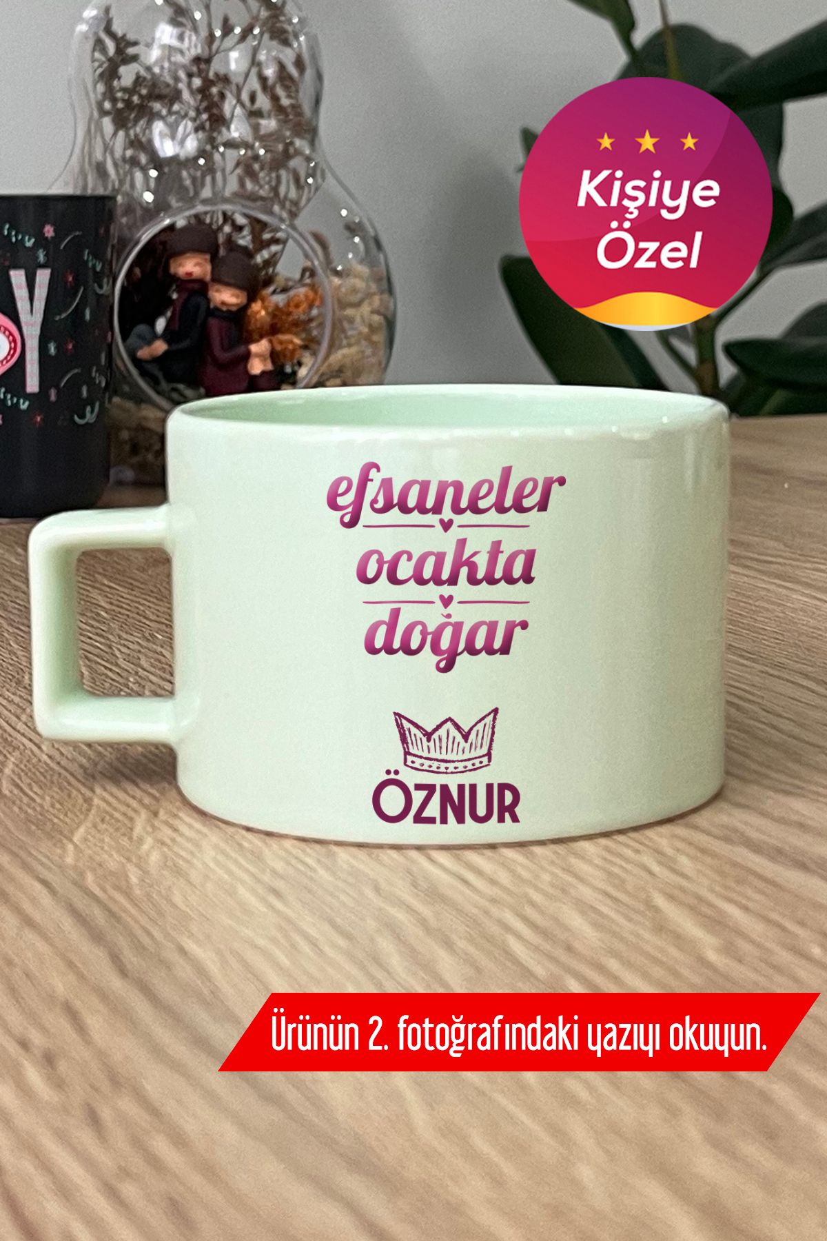 Hedizu Kişiye Özel Kova Oğlak Burcu Pastel Fincan Yeşil Doğum Günü Hediyesi B9J H3C