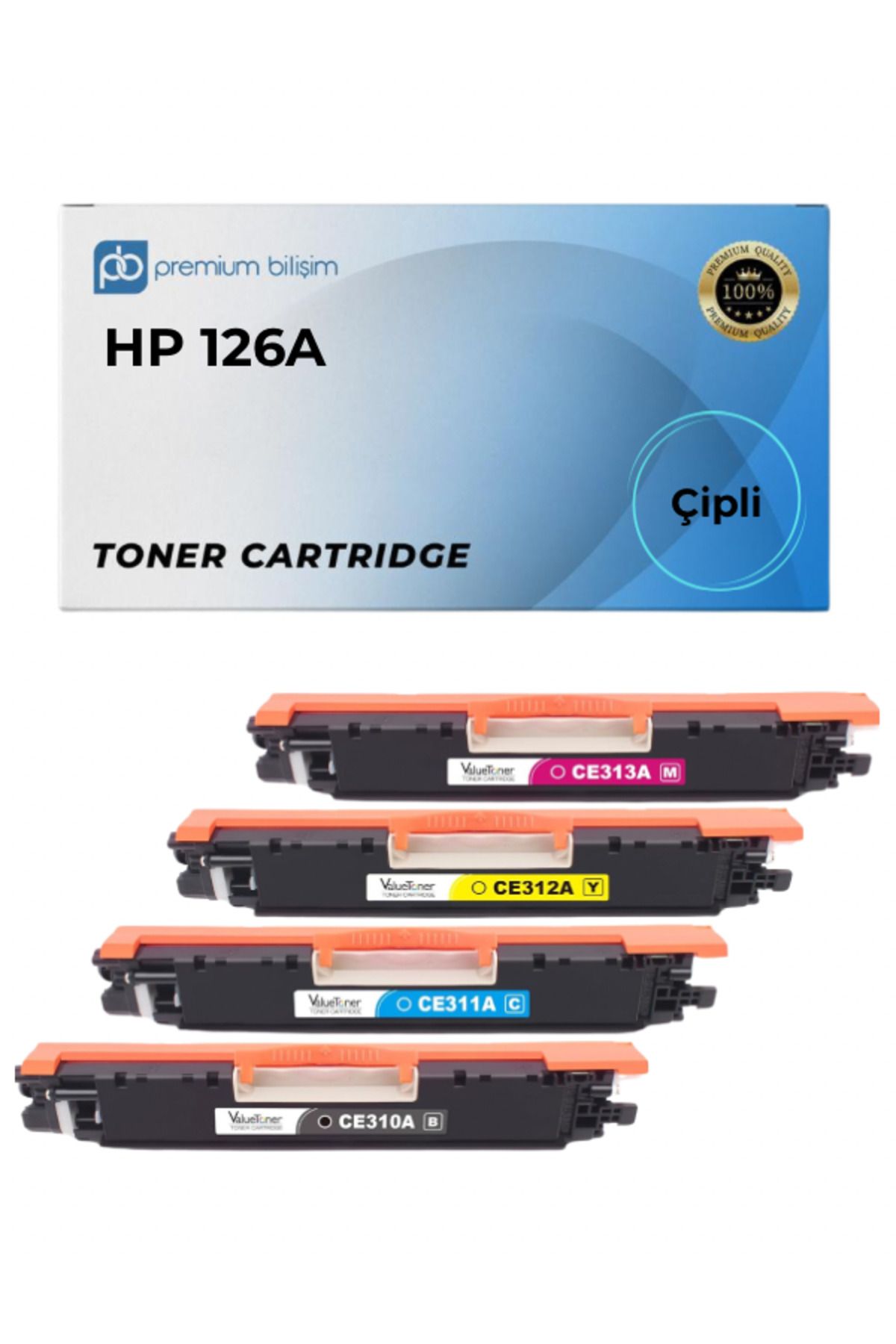 HP 126A Muadil Toner Seti-  Color Laserjet Pro CP1025nw, 100 MFP M175nw, 200 M275NW