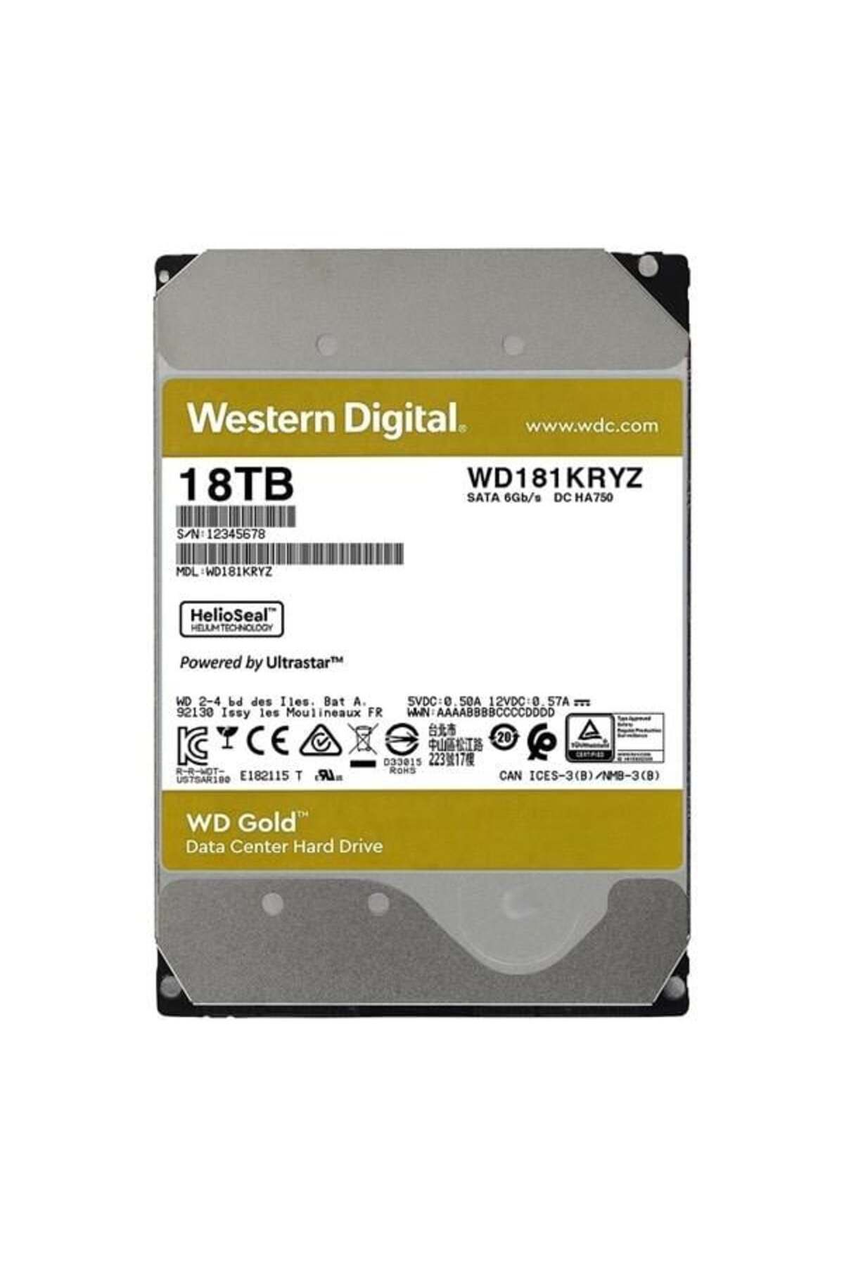 WESTERN DIGITAL WD 3.5'' 18TB GOLD WD181KRYZ 7200RPM 512MB CACHE SATA-3 DİSK