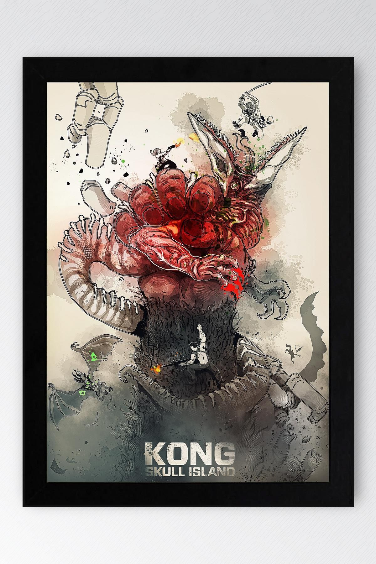 Saturn Kong Skull Island Çerçeveli Tablo - Kafatası Adası Film Posteri Tablo