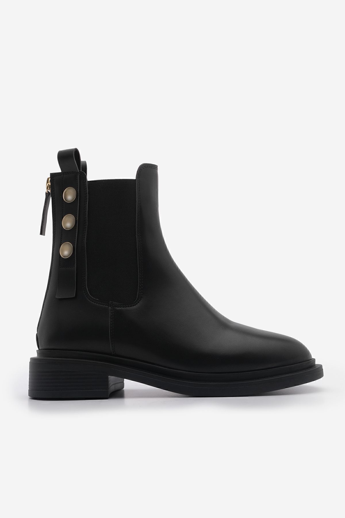 Marjin-Valone Black Women's Boots - Daily Companion with Gold Buttons, Double Elastics and Back Zipper 3