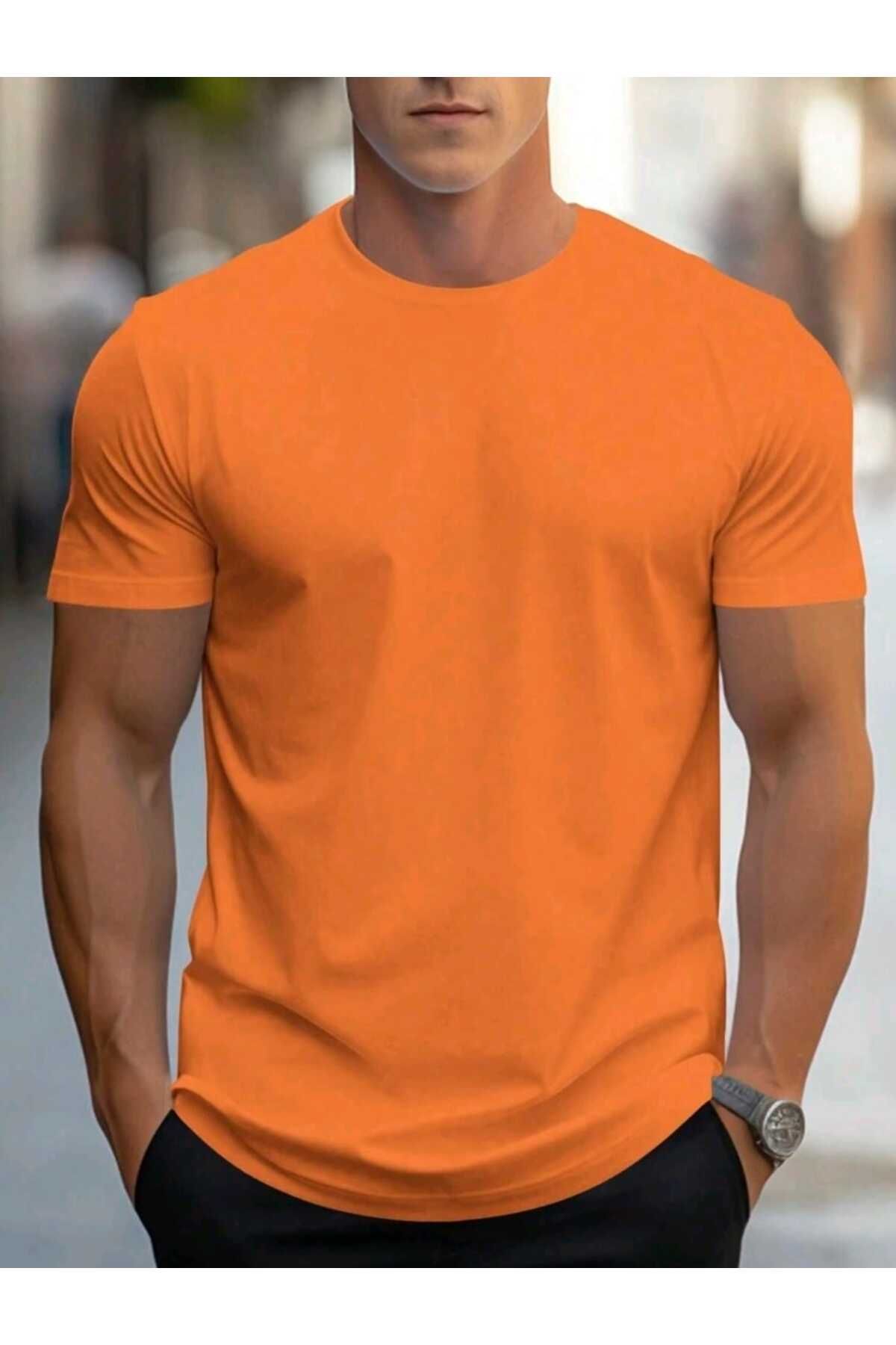 FAVORİST Erkek yazlık pamuklu Basic T-shirt Düz Model