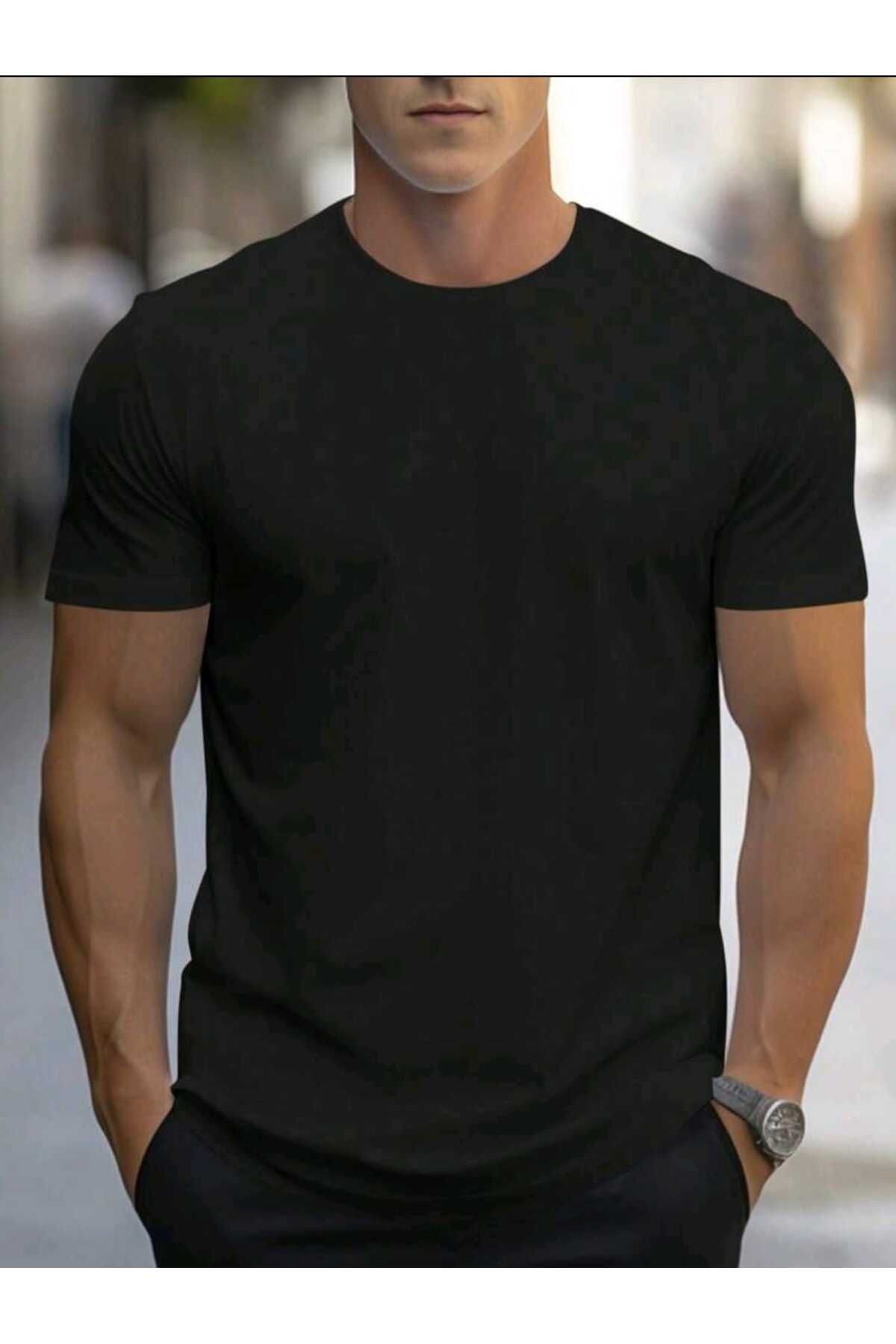 FAVORİST Erkek yazlık pamuklu Basic T-shirt Düz Model