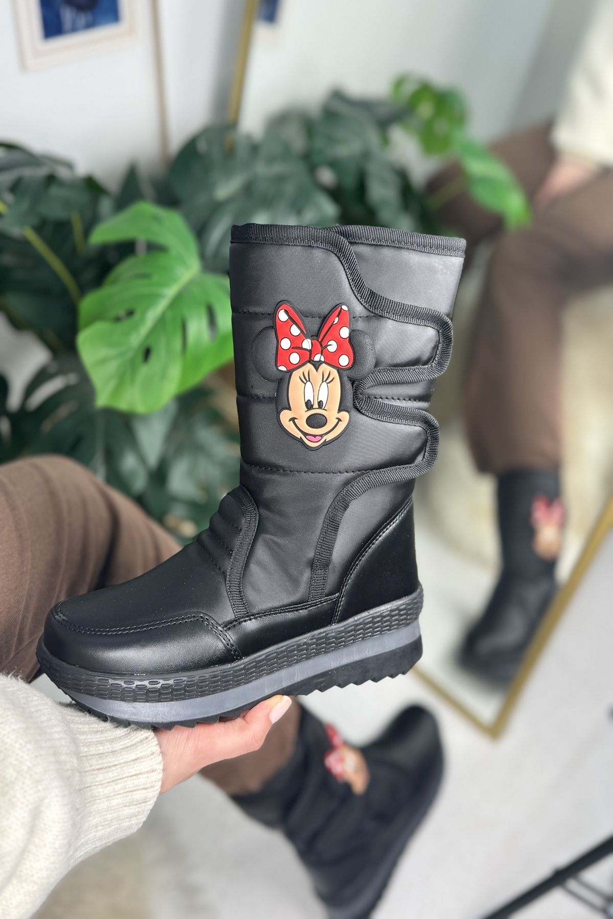 Allyup Cizme Negre De Zăpadă Pentru Copii - Design Interior Din Blană, Talpă Anti-alunecare Cu Velcro, Pantofi Casual 802 Femeie - 39