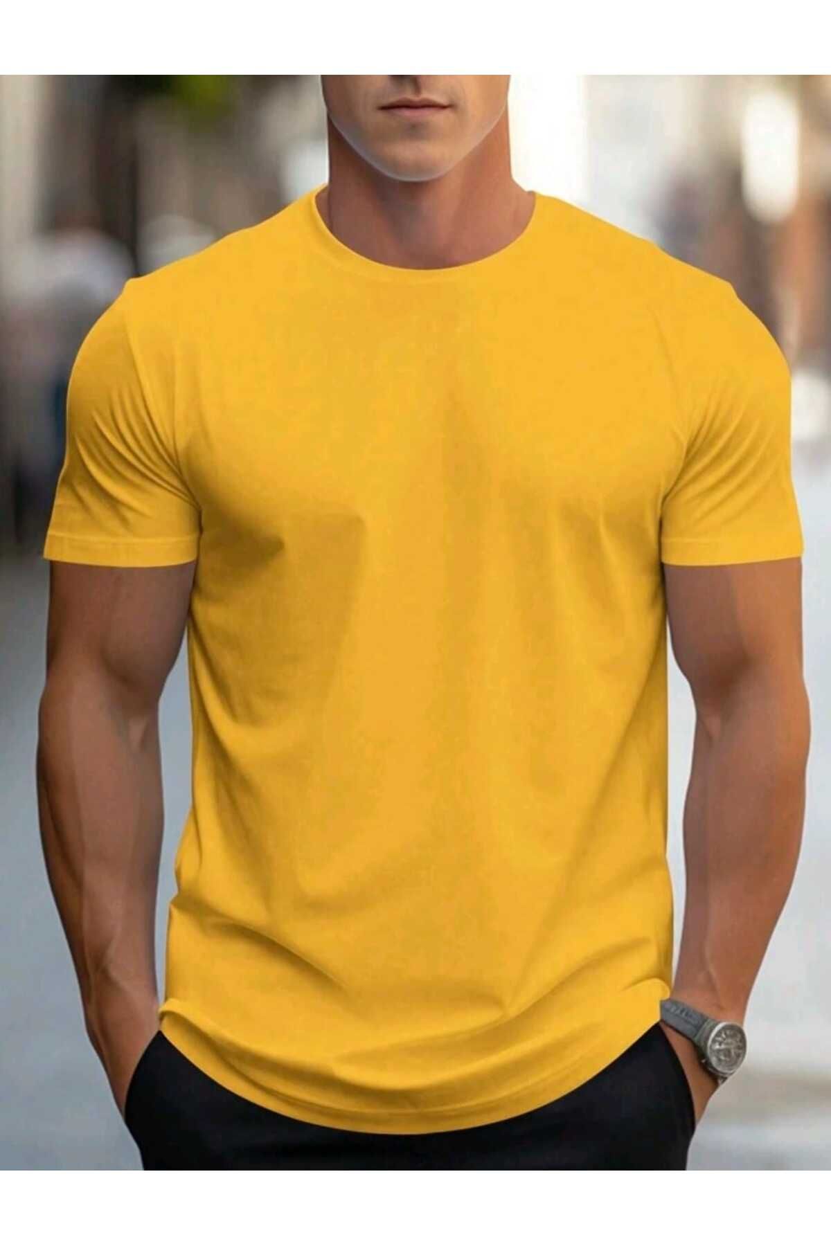 FAVORİST Erkek yazlık pamuklu Basic T-shirt Düz Model