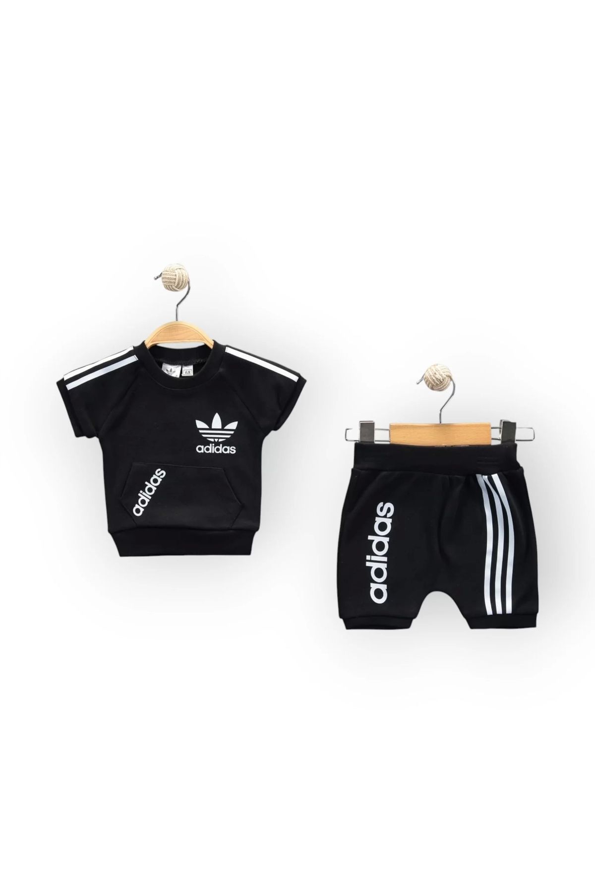 Woops Baby Marka Addas Desen İnterlok Şortlı İkili Takım Unisex 6-24 Ay