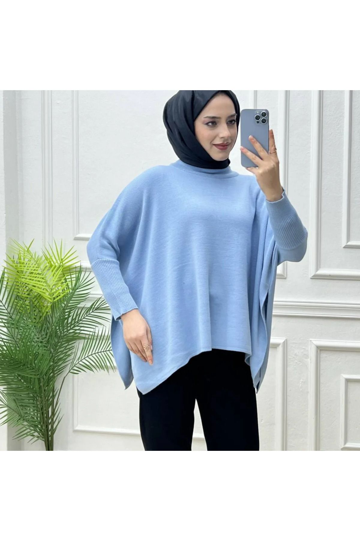 MODA Kadın triko oversize yırtmaçlı kazak