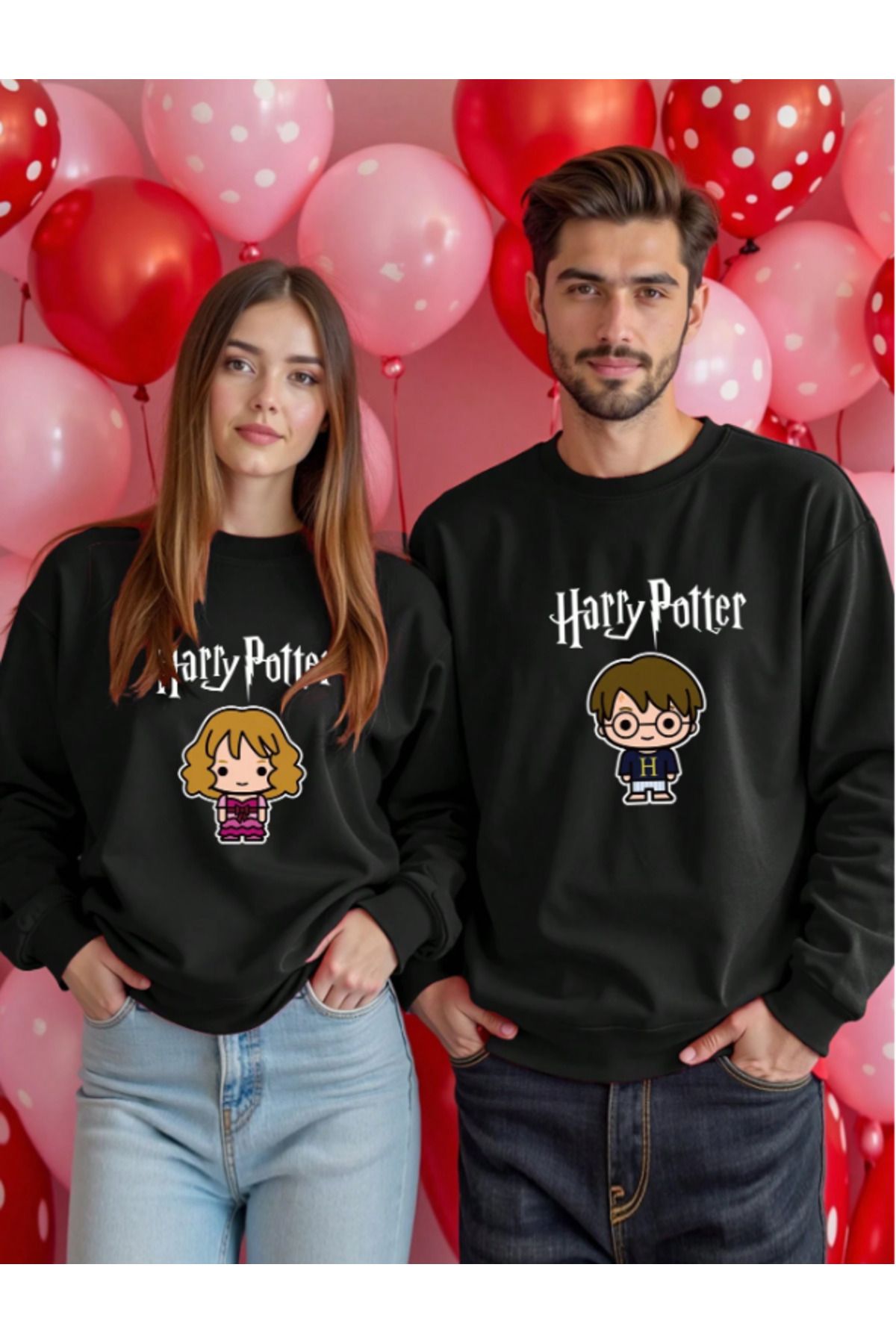 AEMİ Kadın Harry Potter Baskılı Bisiklet Yaka Siyah Sweatshirt ( Bir adet ürün Fiyatıdır.)