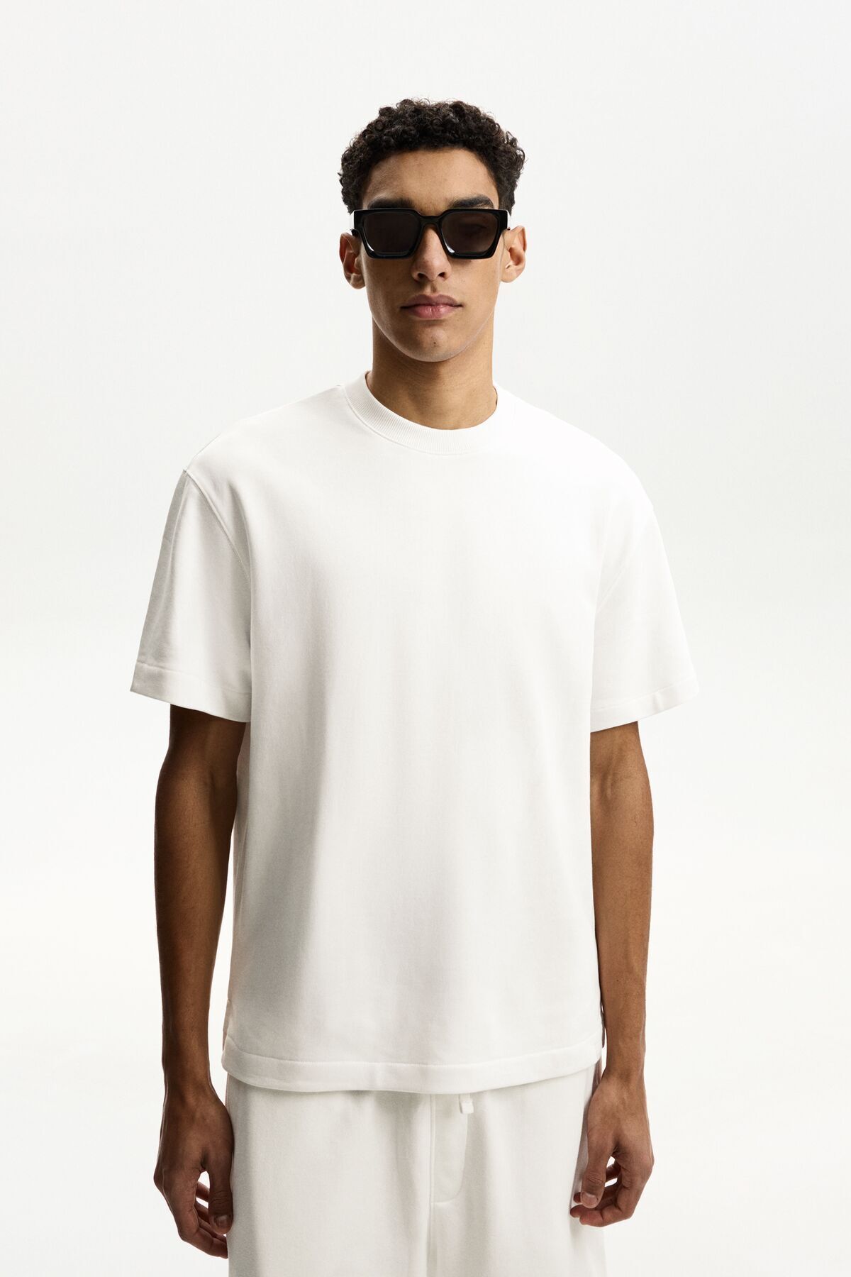 تیشرت نخی آستین کوتاه Bershka